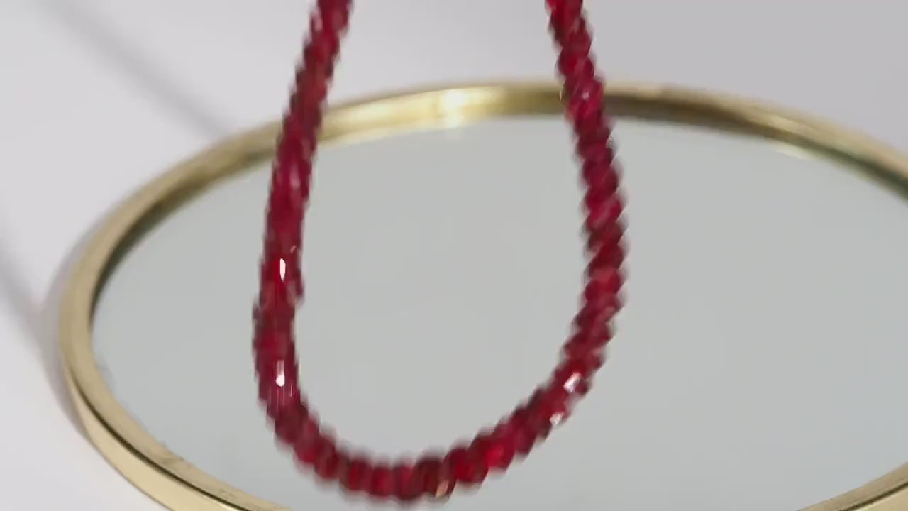 Spinell Edelstein Kette Silber rot Natur unbehandelt Sterling Silber Verschluss rhodiniert roter Edelstein  facettiert