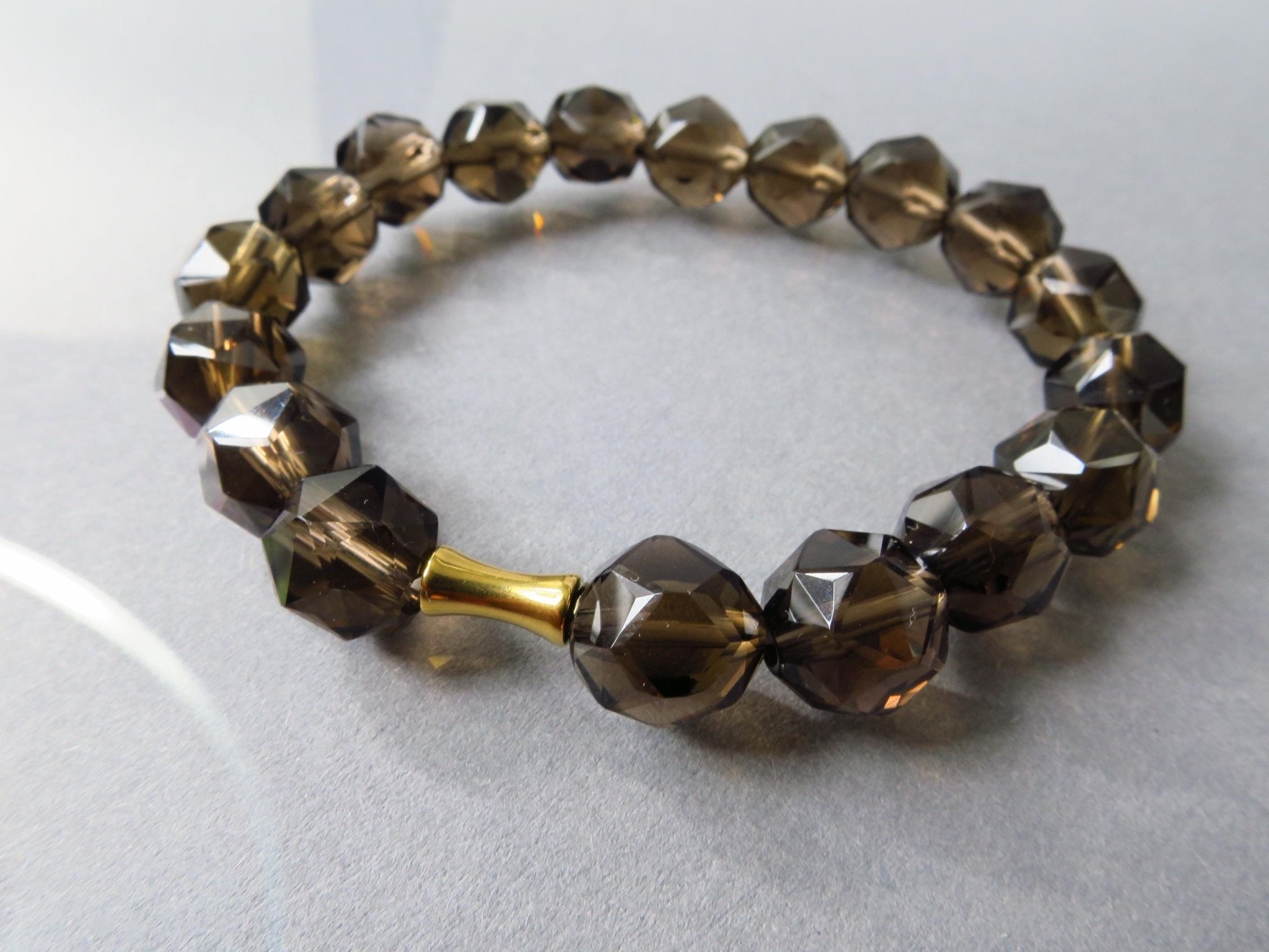 Rauchquarz Armband in braun und gold Edelstein Stacking Bracelet