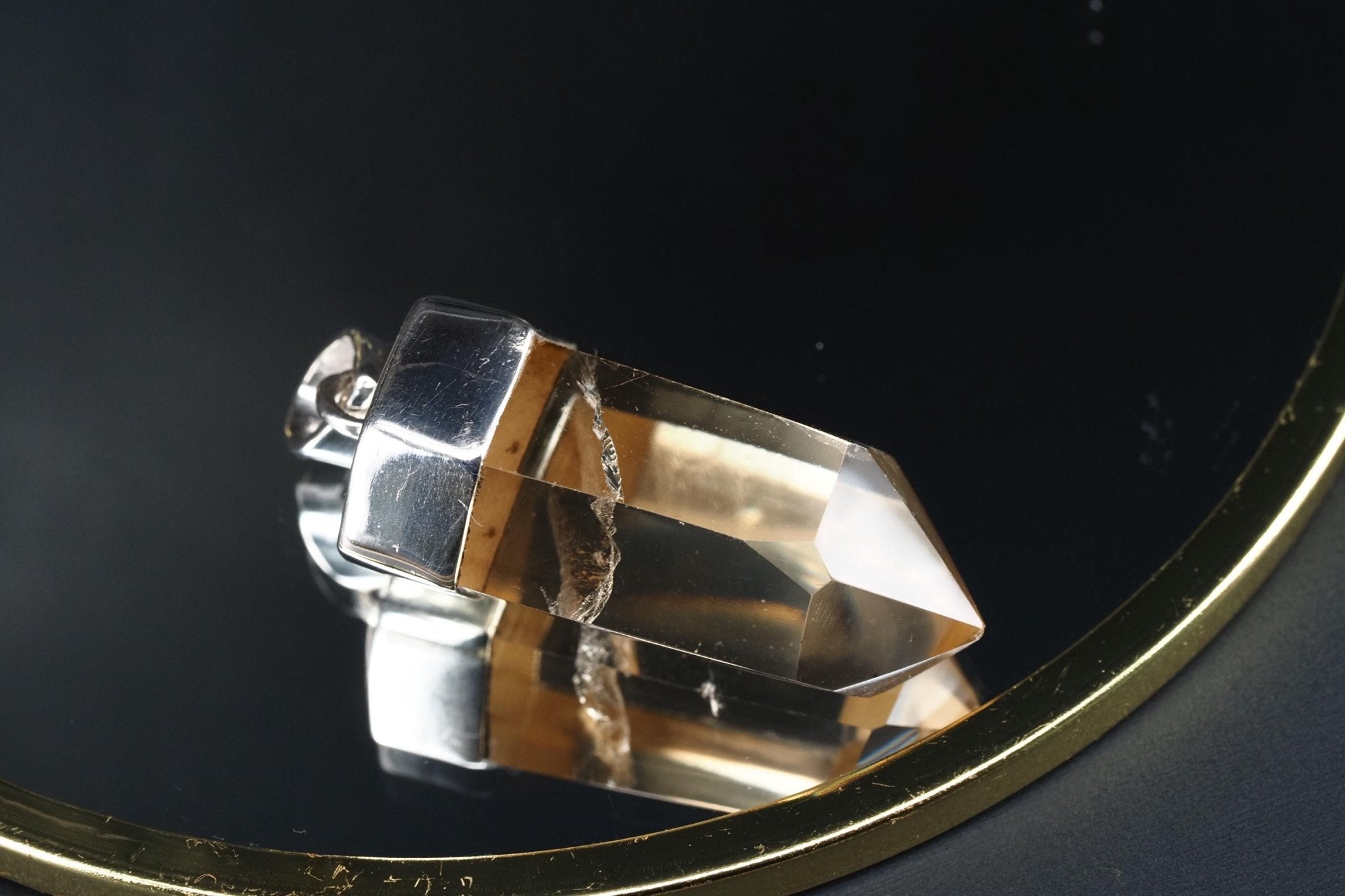 Rauchquarz Sterling Silber Anhänger Länge mit Öse 40mm