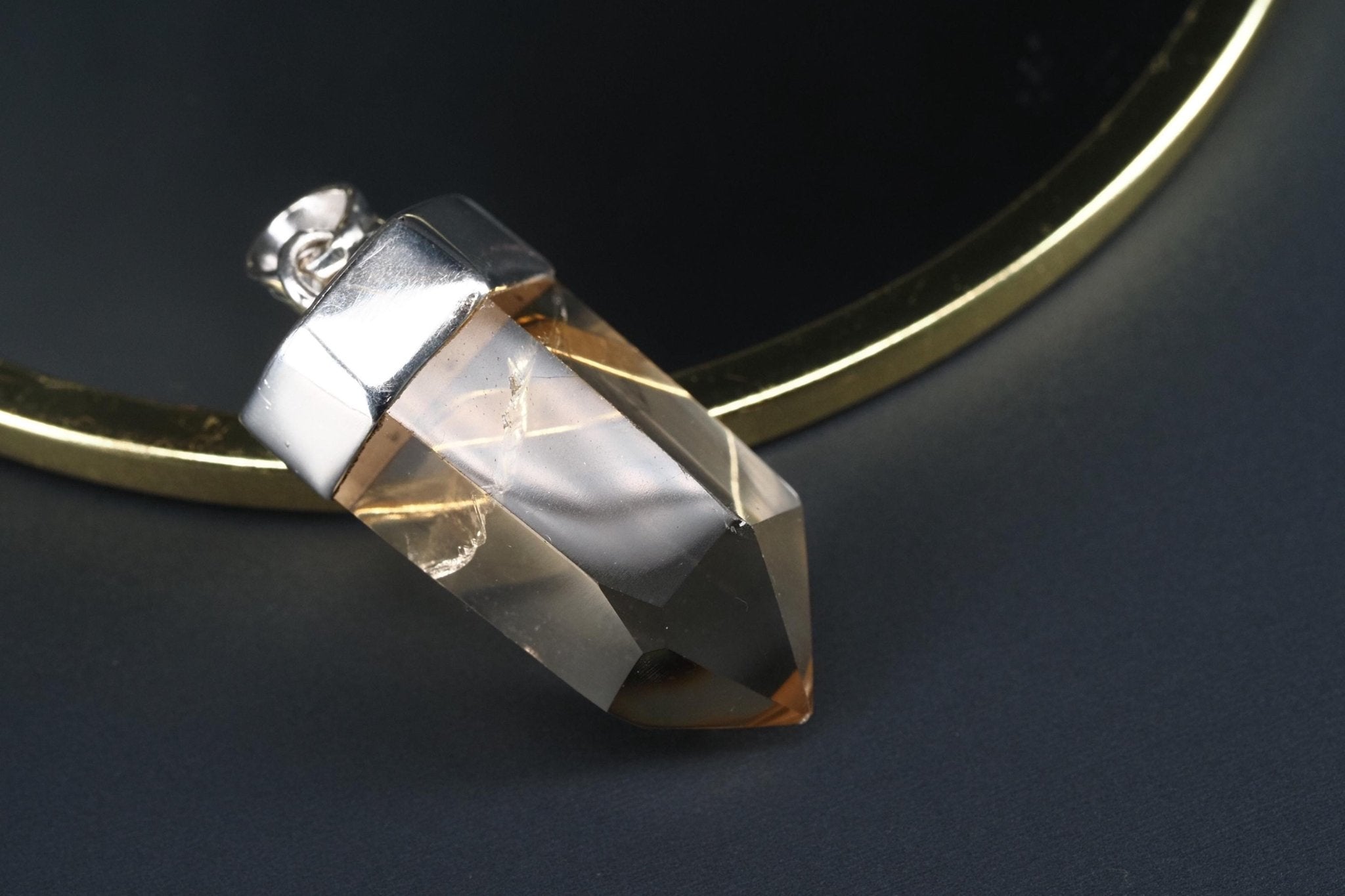 Rauchquarz Sterling Silber Anhänger Länge mit Öse 40mm