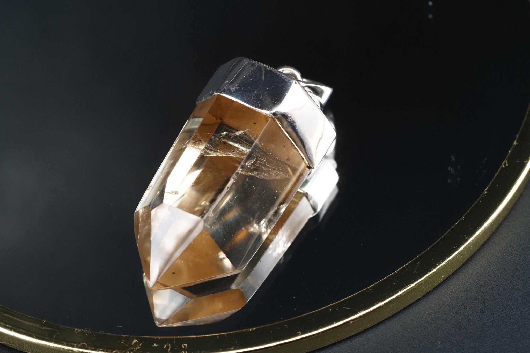 Rauchquarz Sterling Silber Anhänger Länge mit Öse 40mm