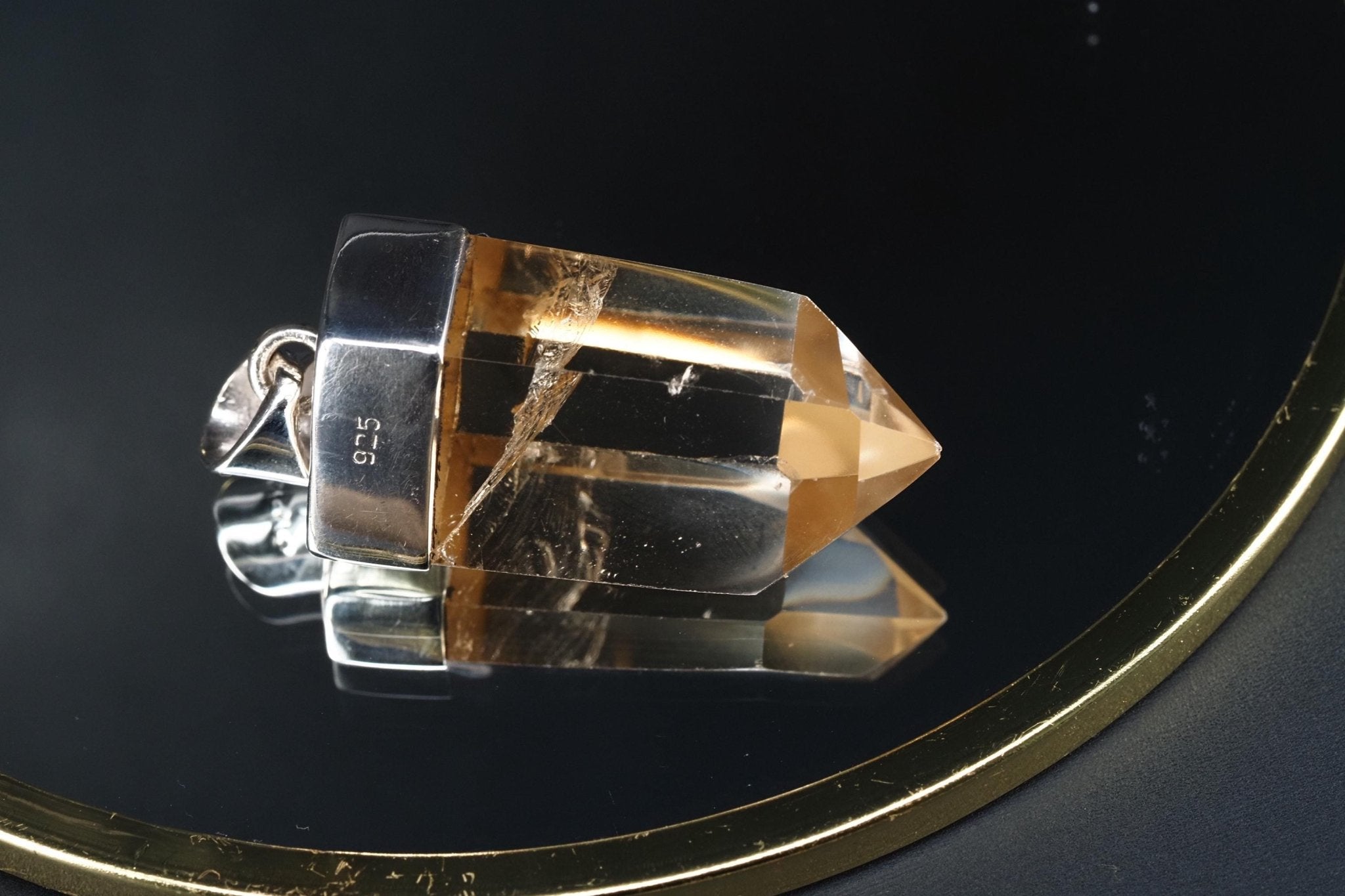 Rauchquarz Sterling Silber Anhänger Länge mit Öse 40mm