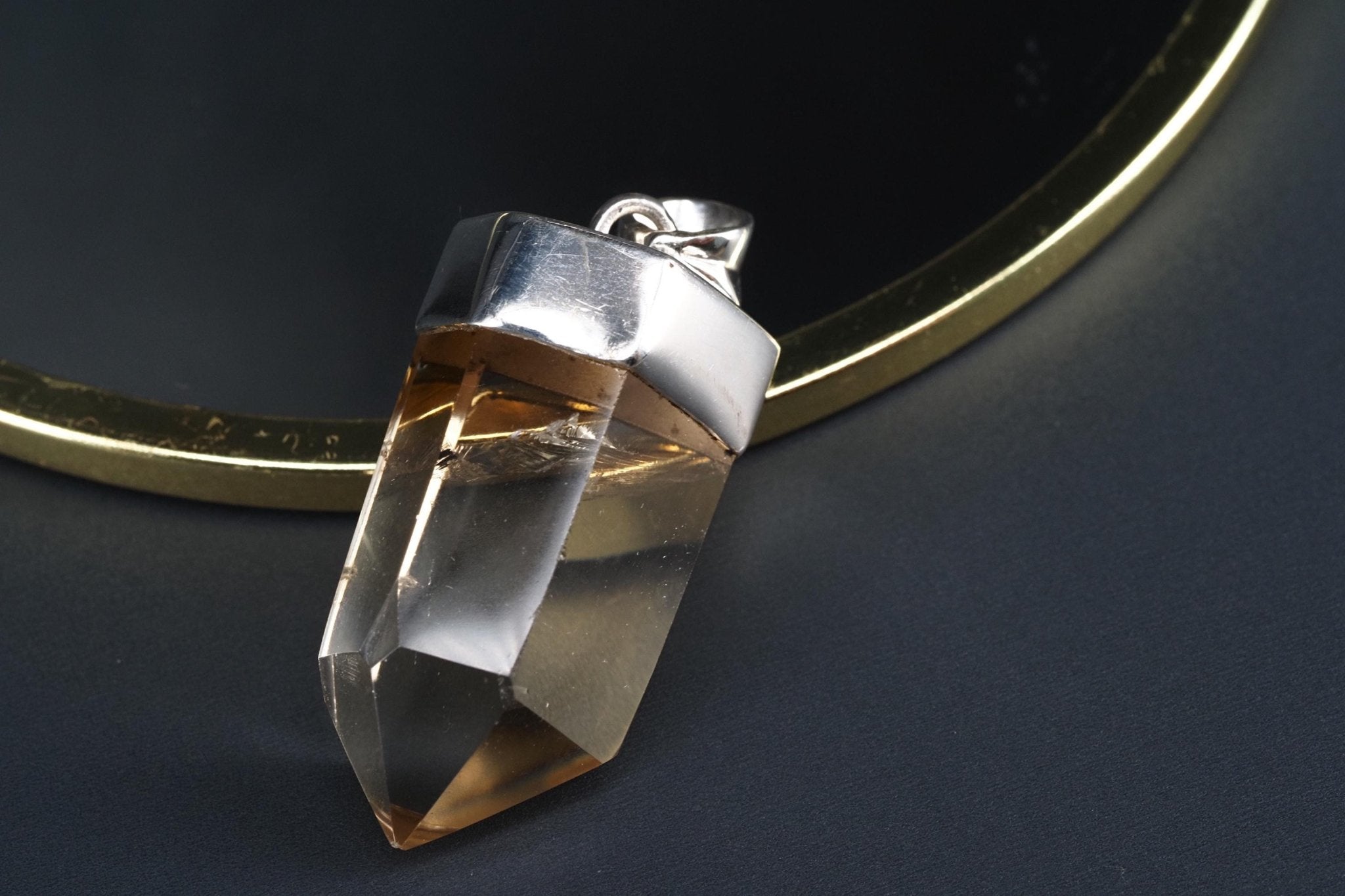 Rauchquarz Sterling Silber Anhänger Länge mit Öse 40mm