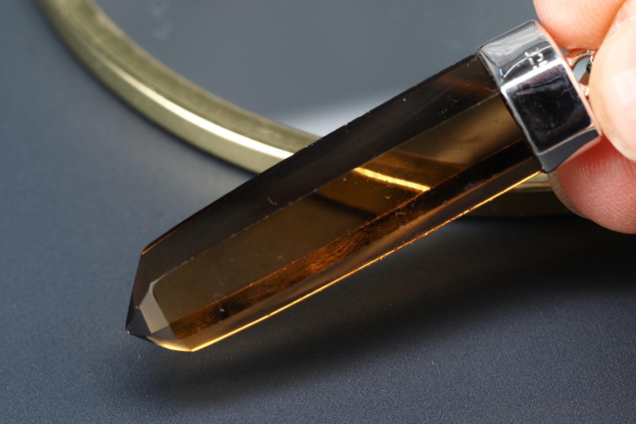 Rauchquarz Sterling Silber Anhänger Länge mit Öse 50mm