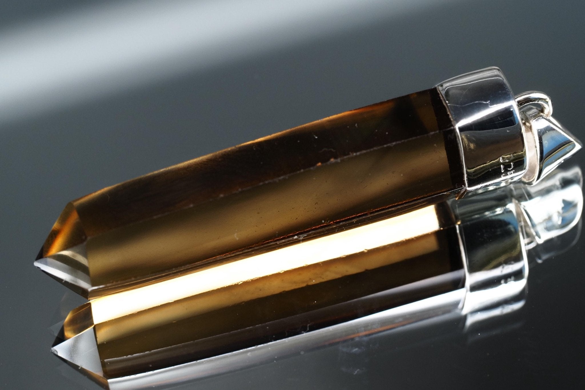 Rauchquarz Sterling Silber Anhänger Länge mit Öse 50mm