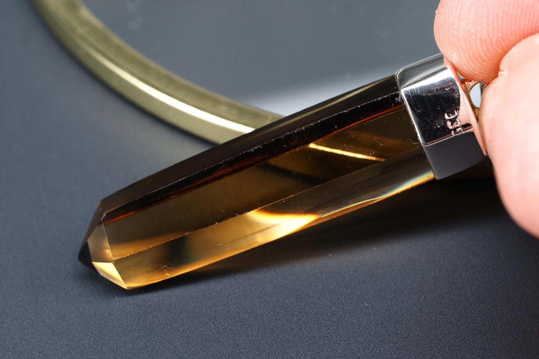 Rauchquarz Sterling Silber Anhänger Länge mit Öse 50mm