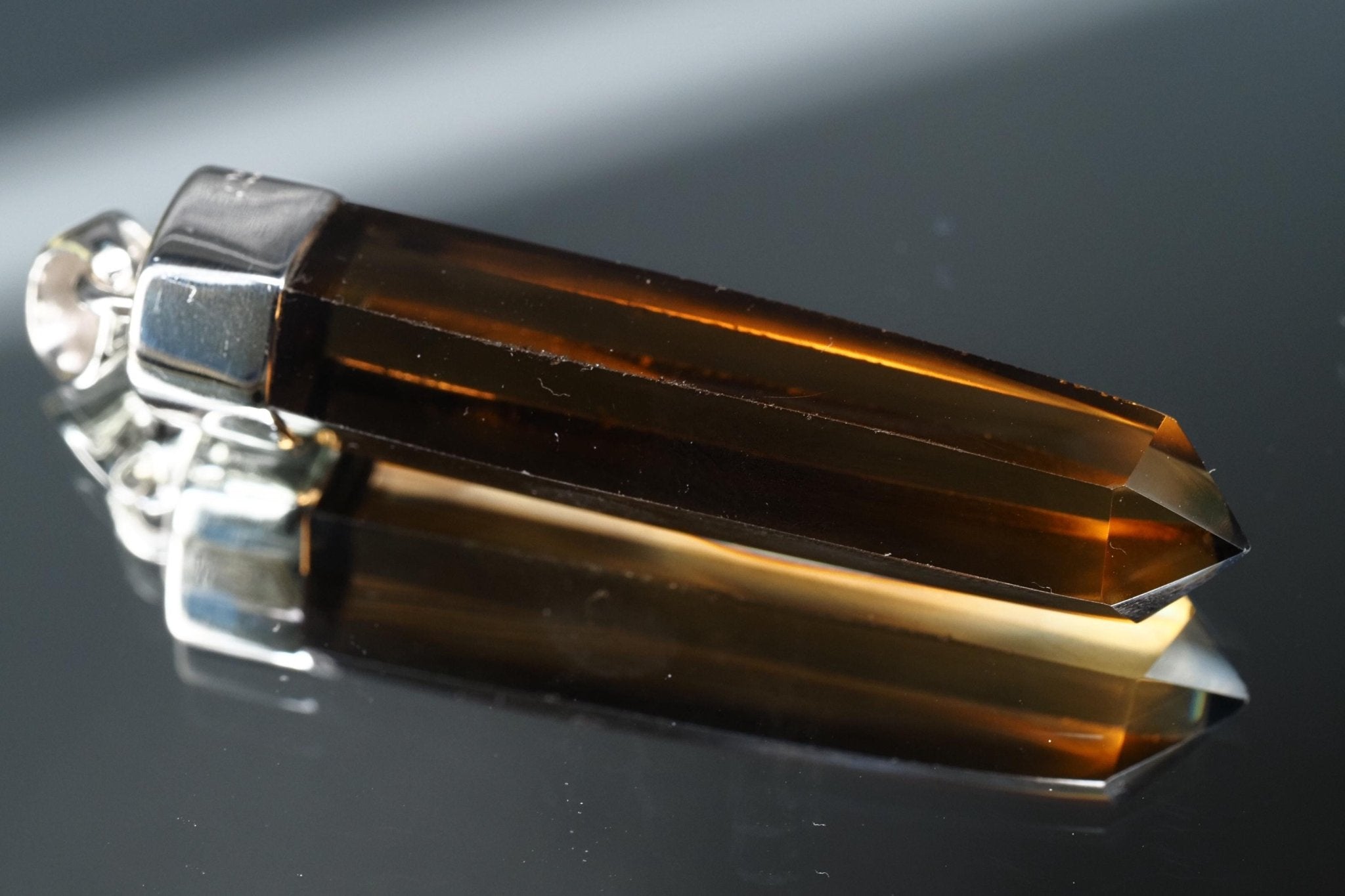 Rauchquarz Sterling Silber Anhänger Länge mit Öse 50mm