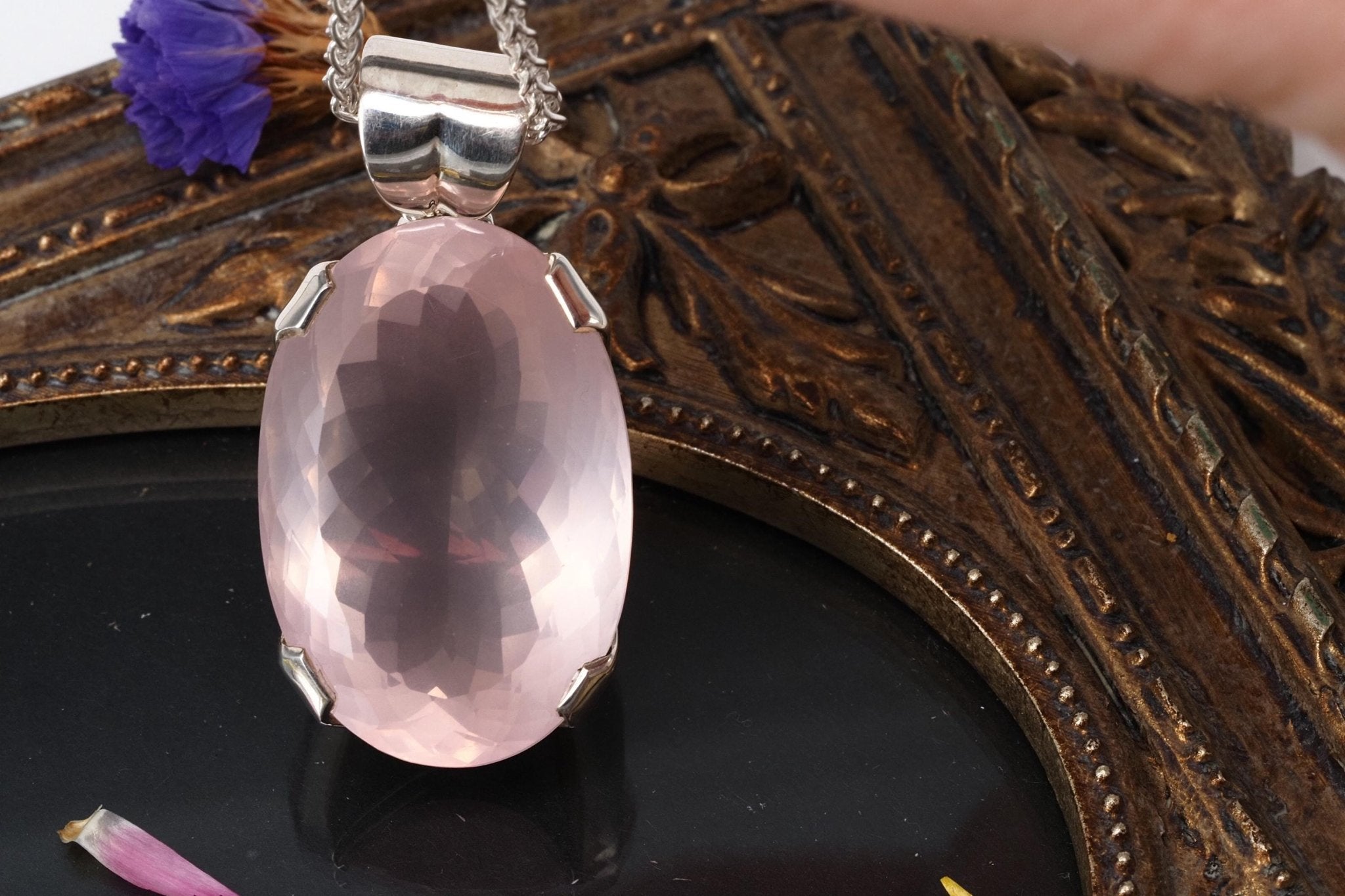 Rosenquarz Anhänger Edelstein facettiert Einzelstück