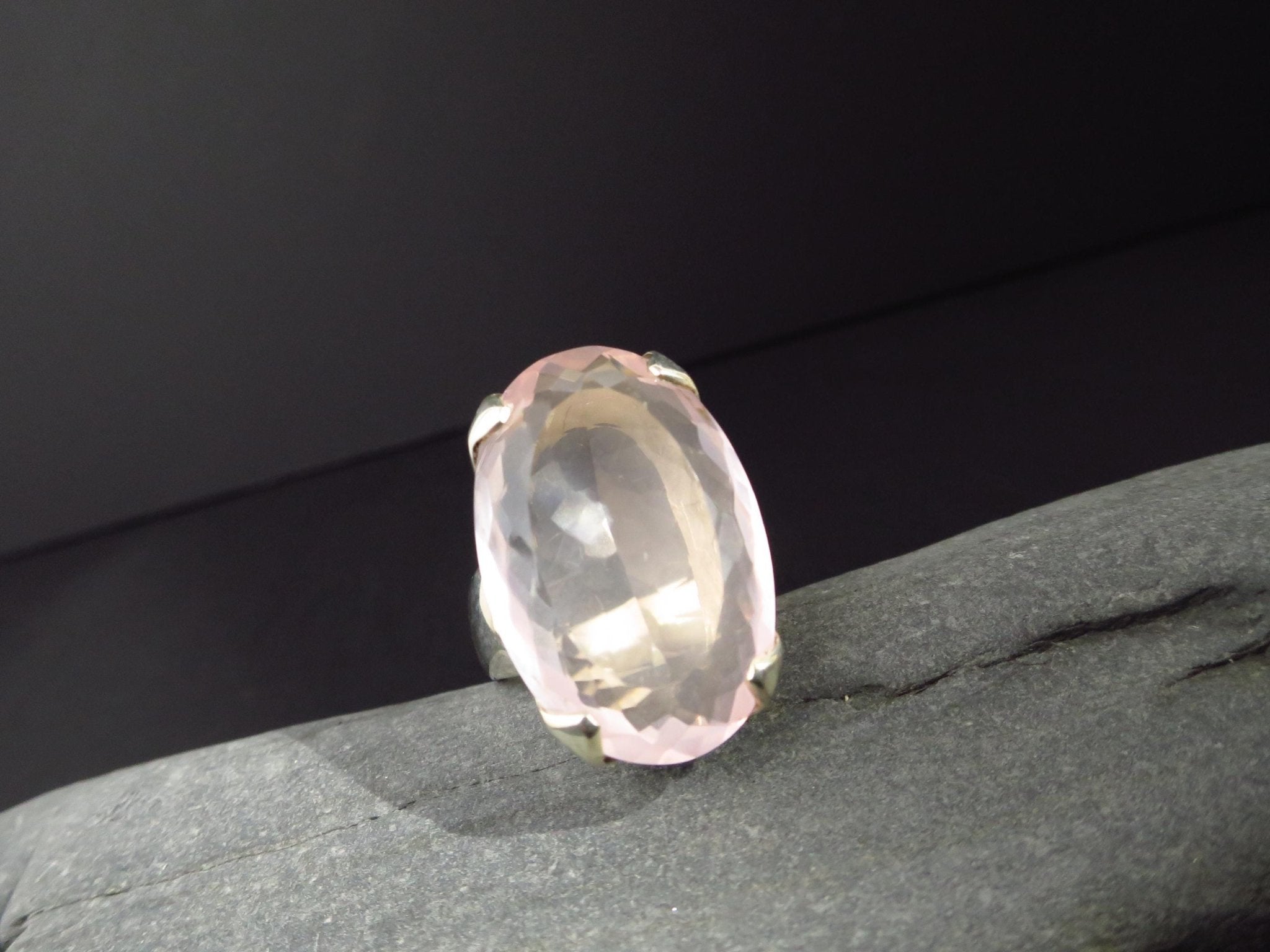 Rosenquarz Ring 925 Silber rosa Edelstein Ring Größe 8