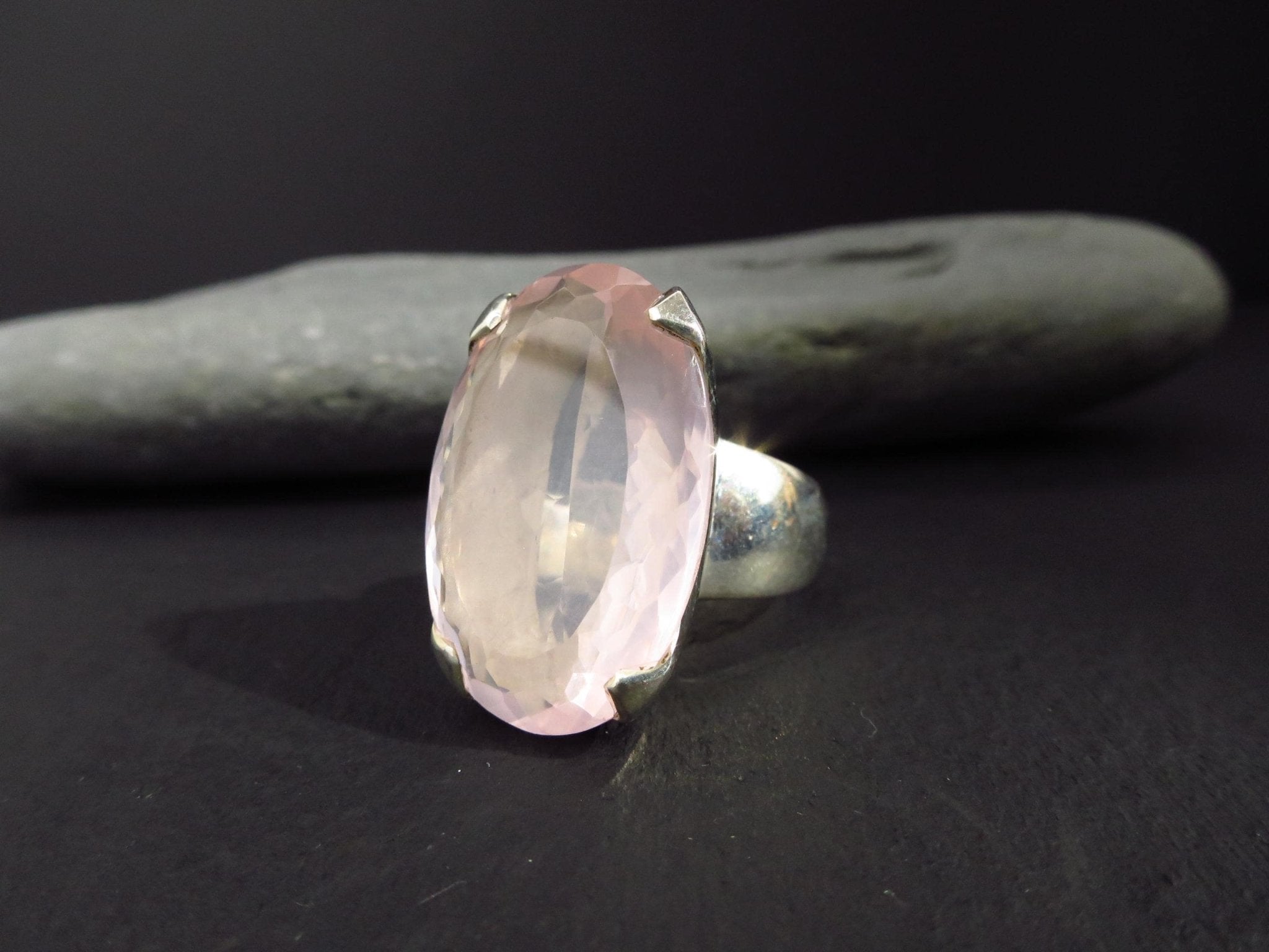 Rosenquarz Ring 925 Silber rosa Edelstein Ring Größe 8