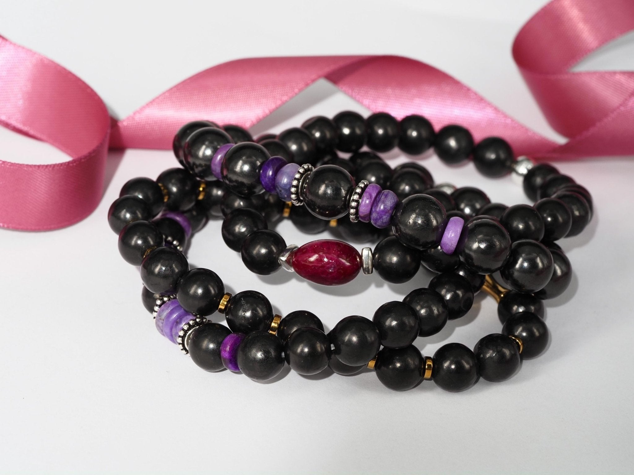 Rubin Armband und Schungit für Männer Edelstein