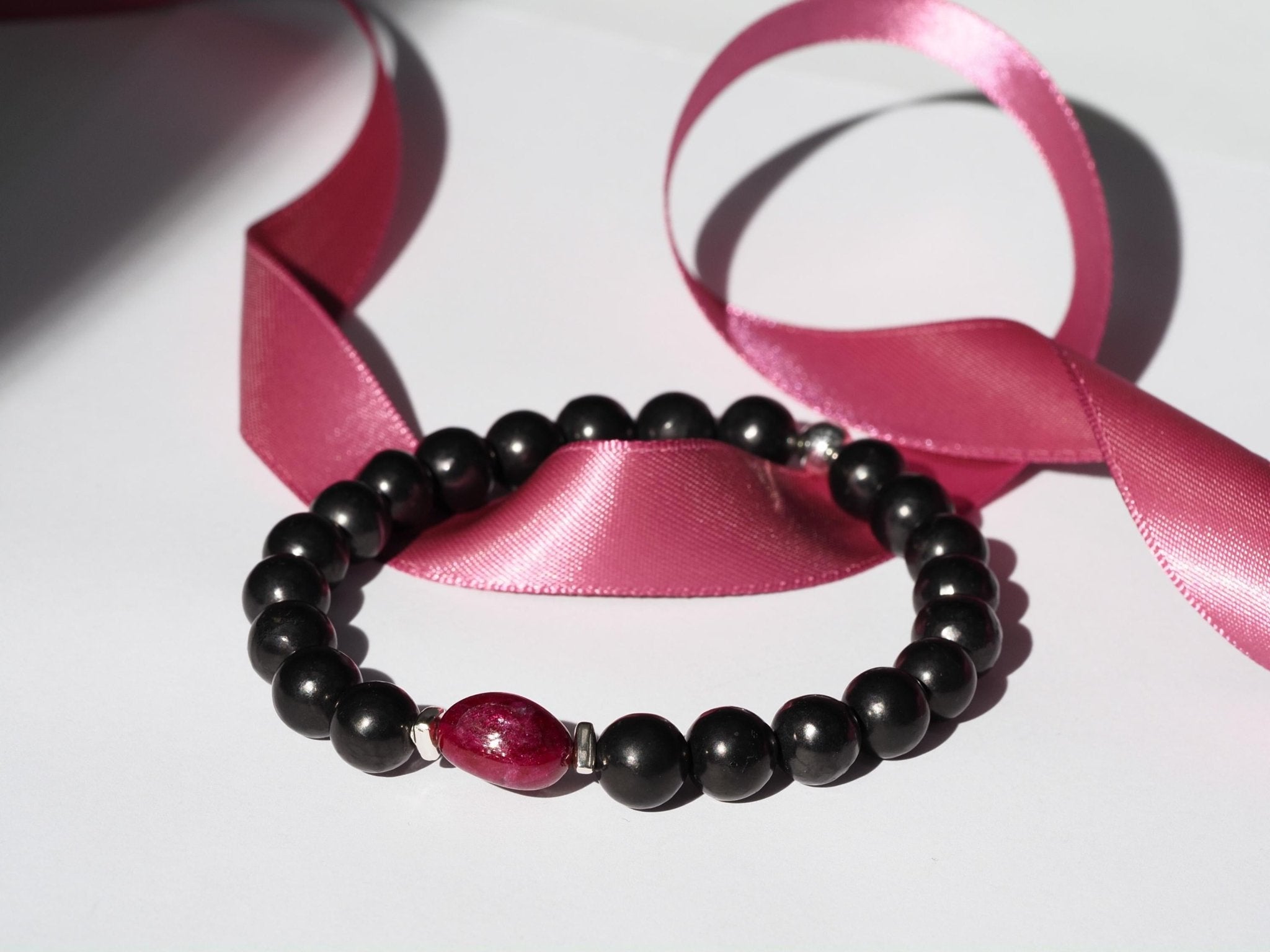 Rubin Armband und Schungit für Männer Edelstein