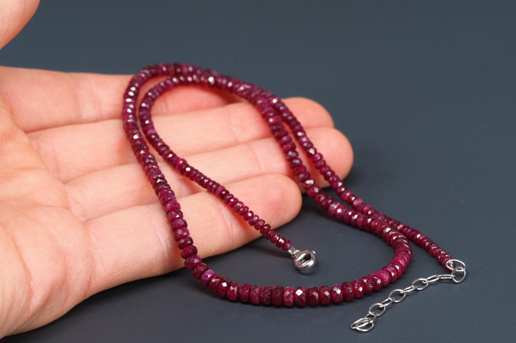 Rubin Halskette Natur unbehandelt Edelstein Collier