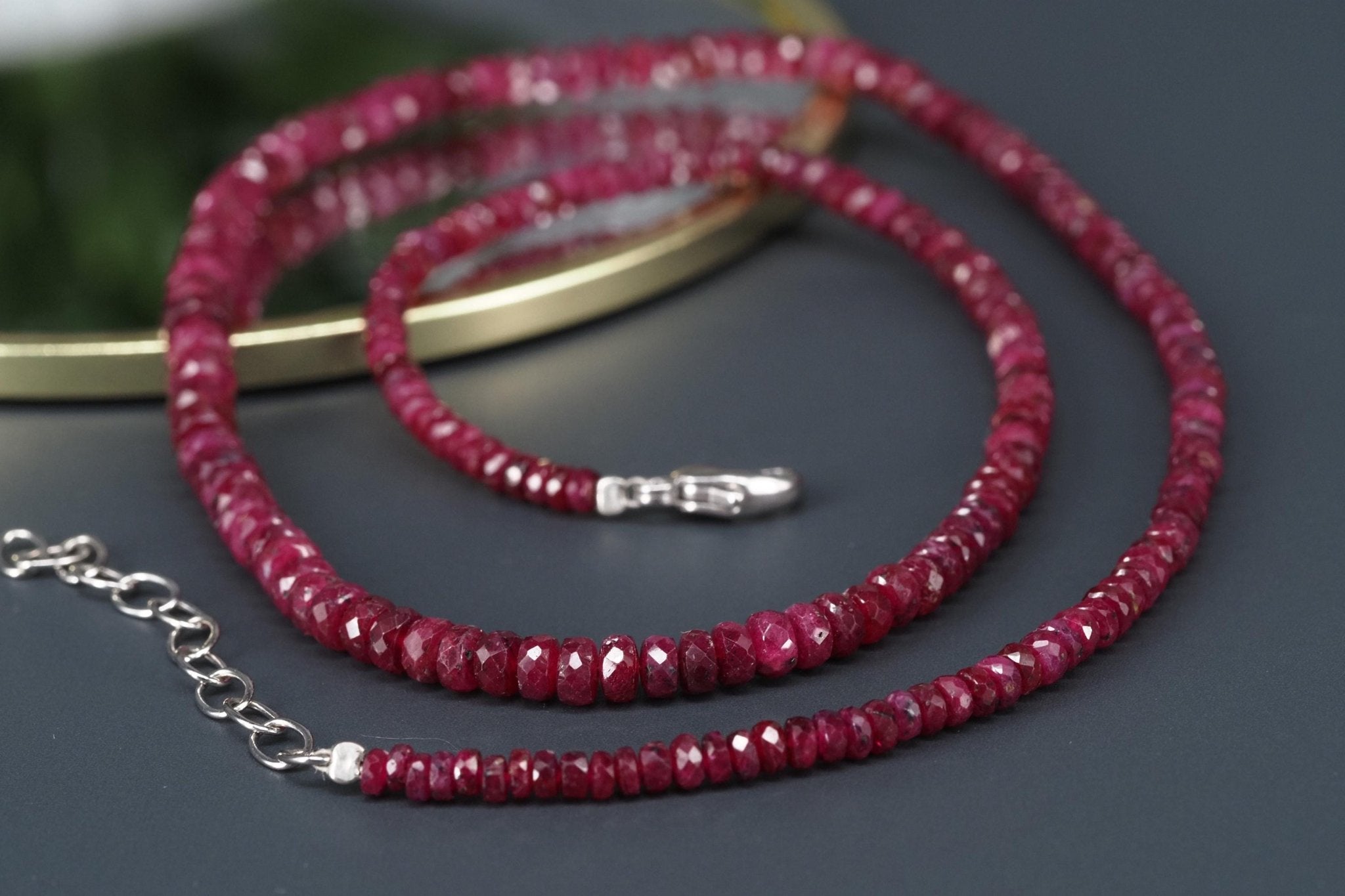 Rubin Halskette Natur unbehandelt Edelstein Collier