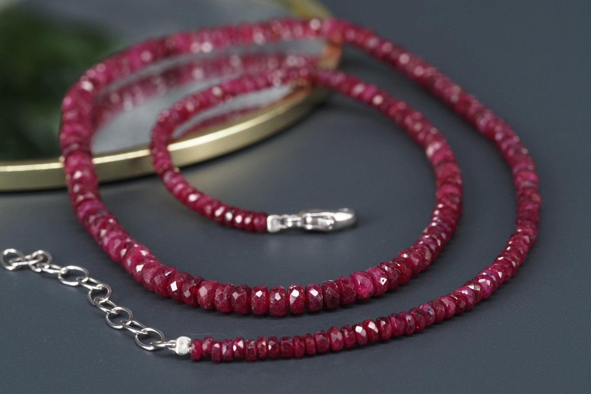 Rubin Halskette Natur unbehandelt Edelstein Collier