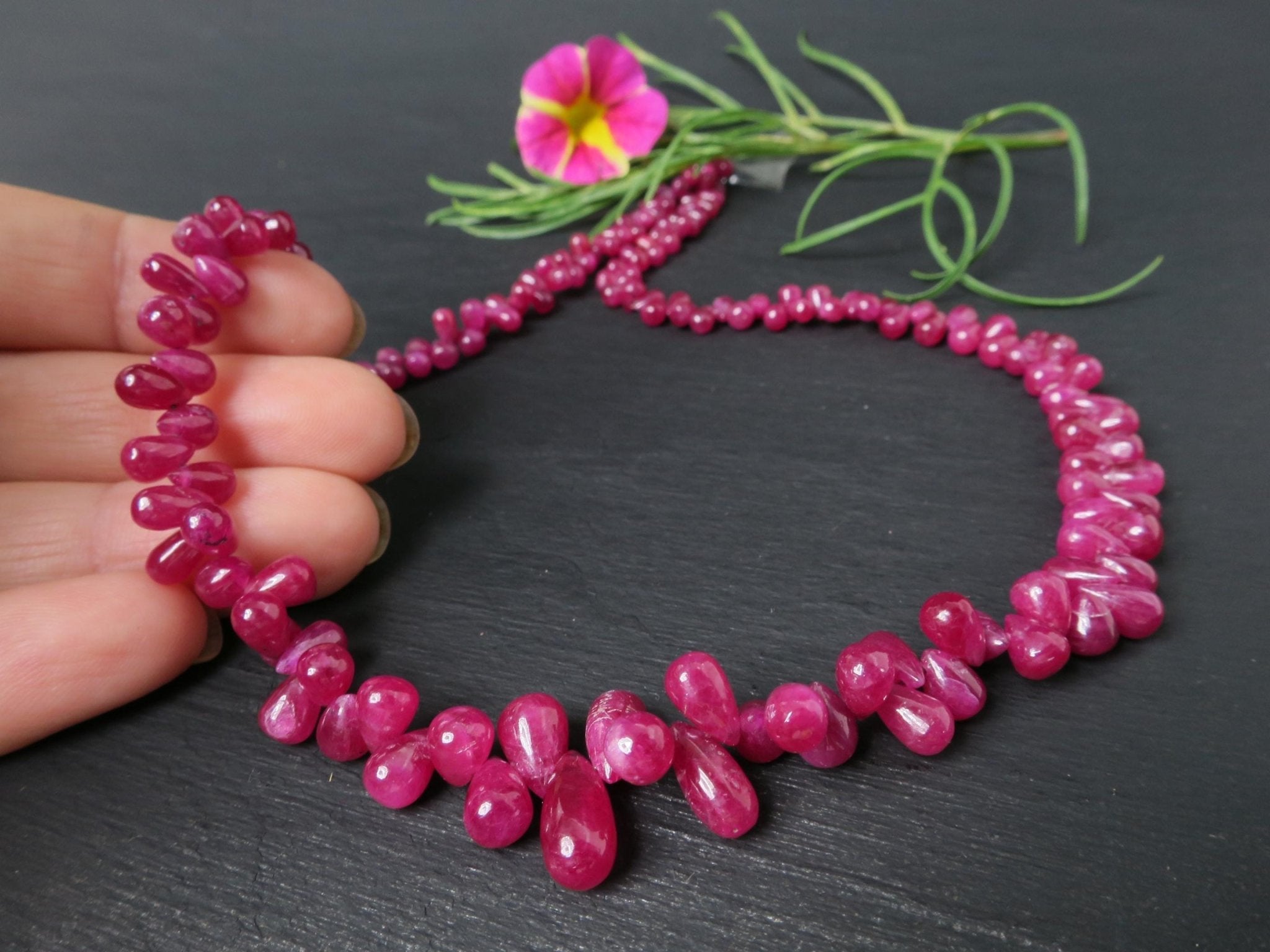 Rubin Kette rot 48cm Natur Edelstein Tropfen Gold