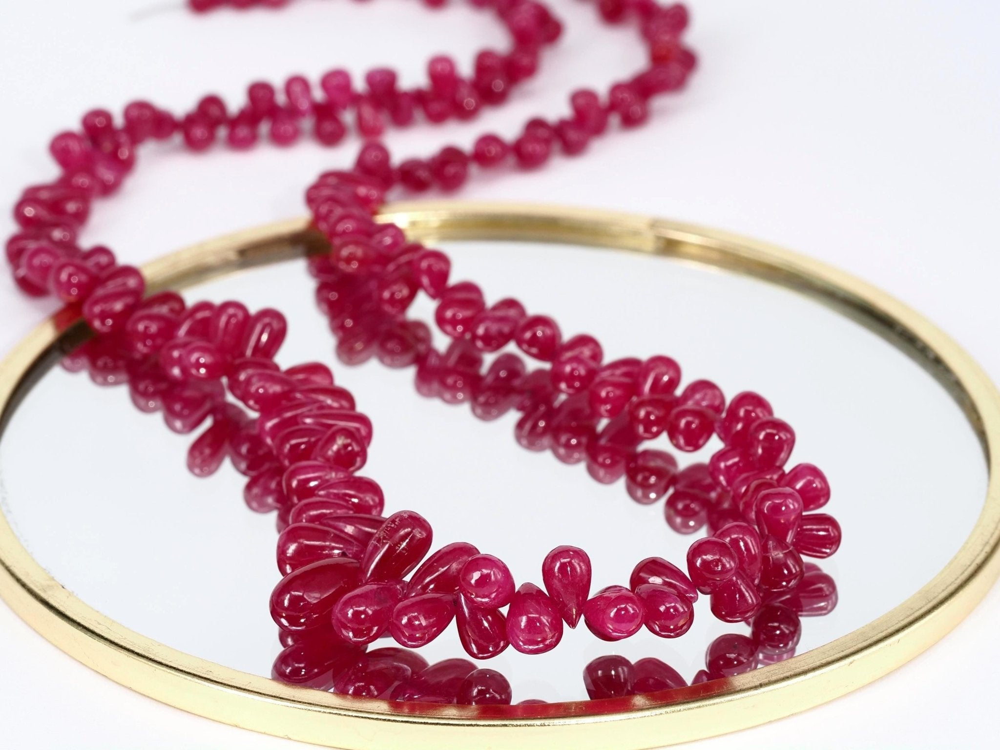 Rubin Kette rot 48cm Natur Edelstein Tropfen Gold