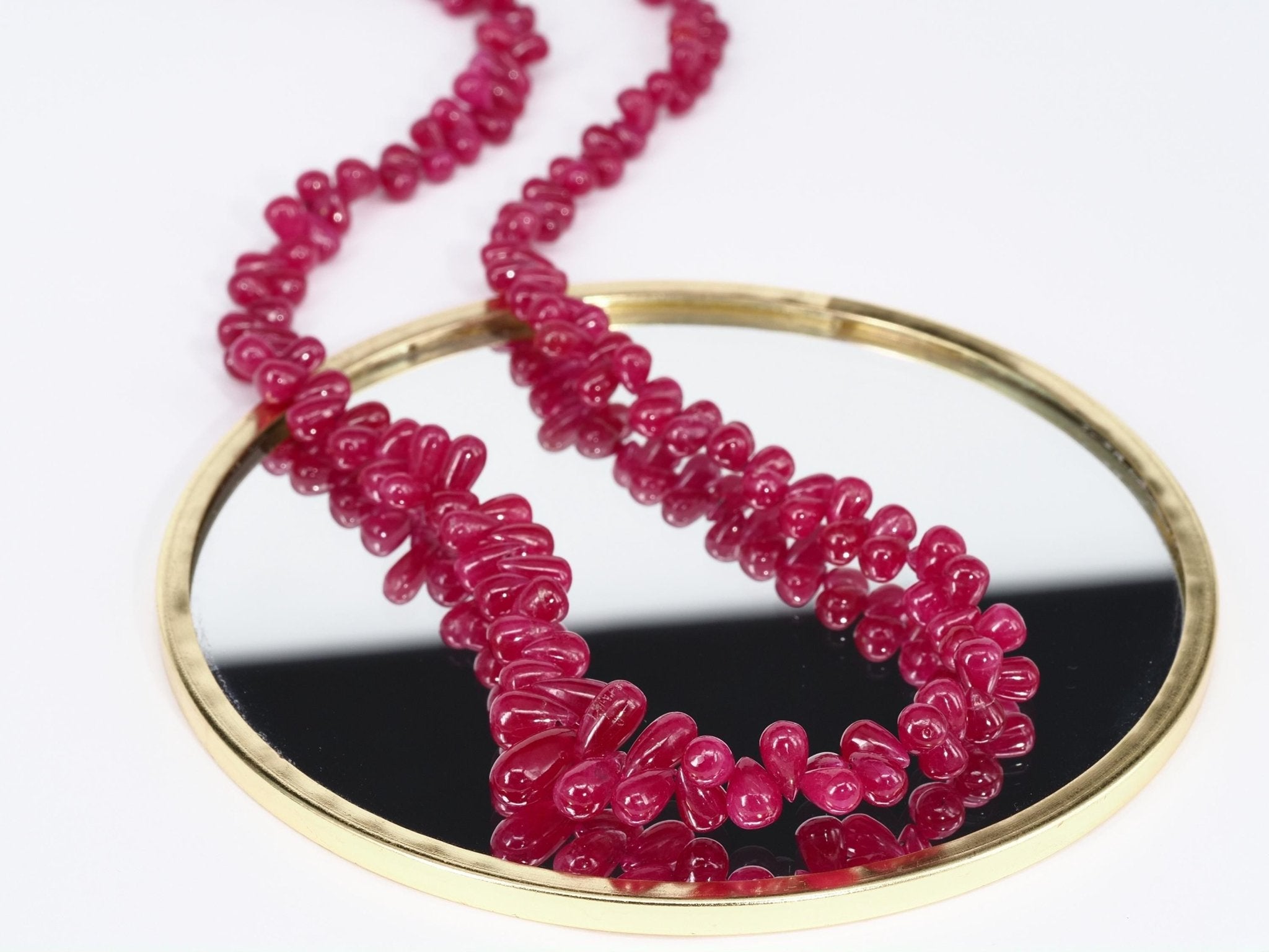 Rubin Kette rot 48cm Natur Edelstein Tropfen Gold