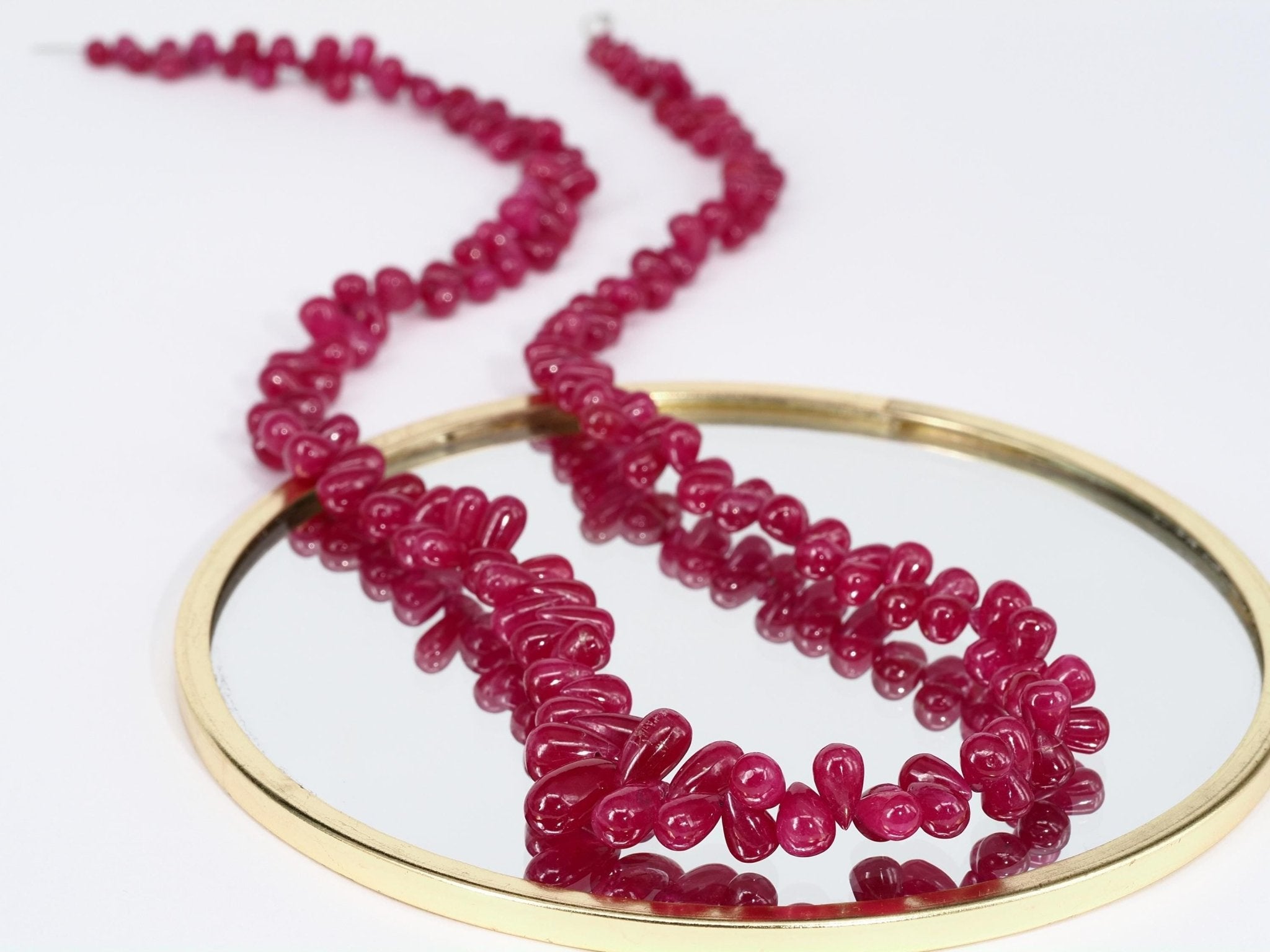 Rubin Kette rot 48cm Natur Edelstein Tropfen Gold