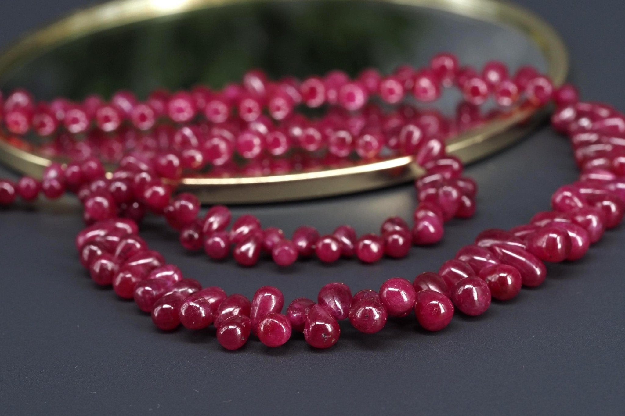 Rubin Tropfenkette rot 56cm Natur Edelstein Gold