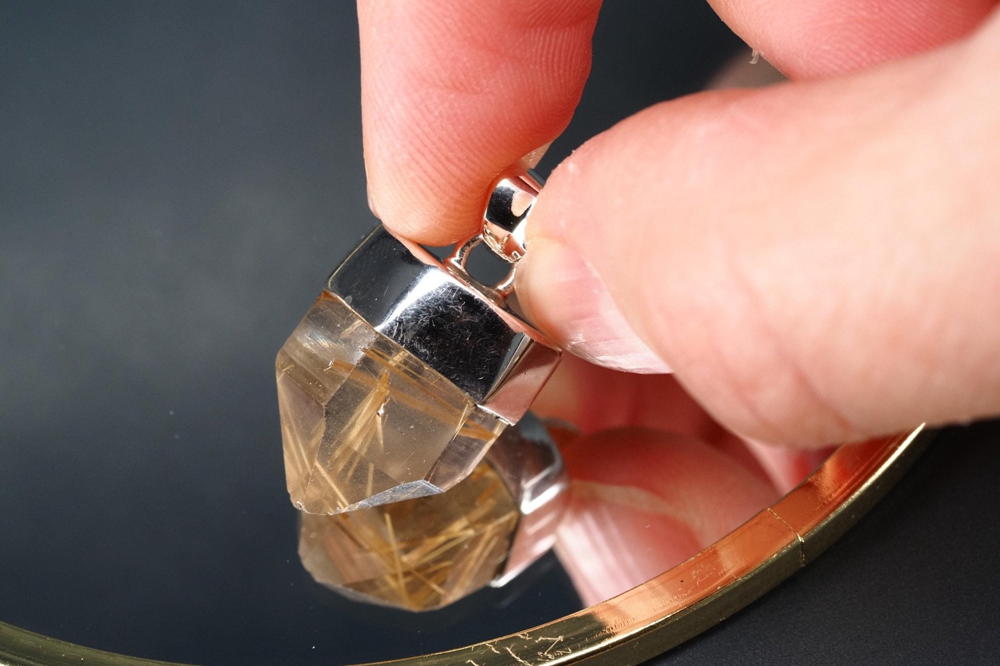 Rutilquarz Anhänger Silber Brasilien Länge mit Öse 27mm