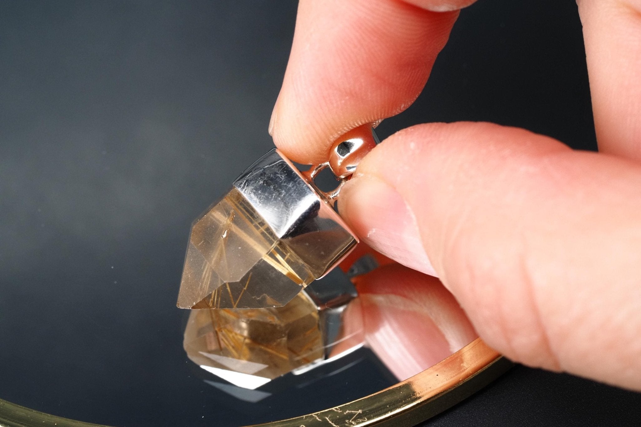 Rutilquarz Anhänger Silber Brasilien Länge mit Öse 27mm