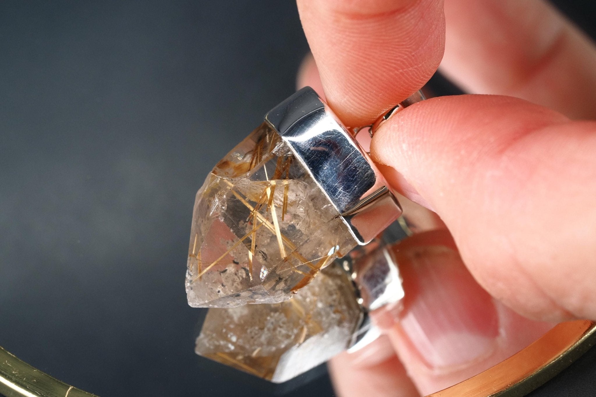 Rutilquarz Anhänger Silber Brasilien Länge mit Öse 34mm