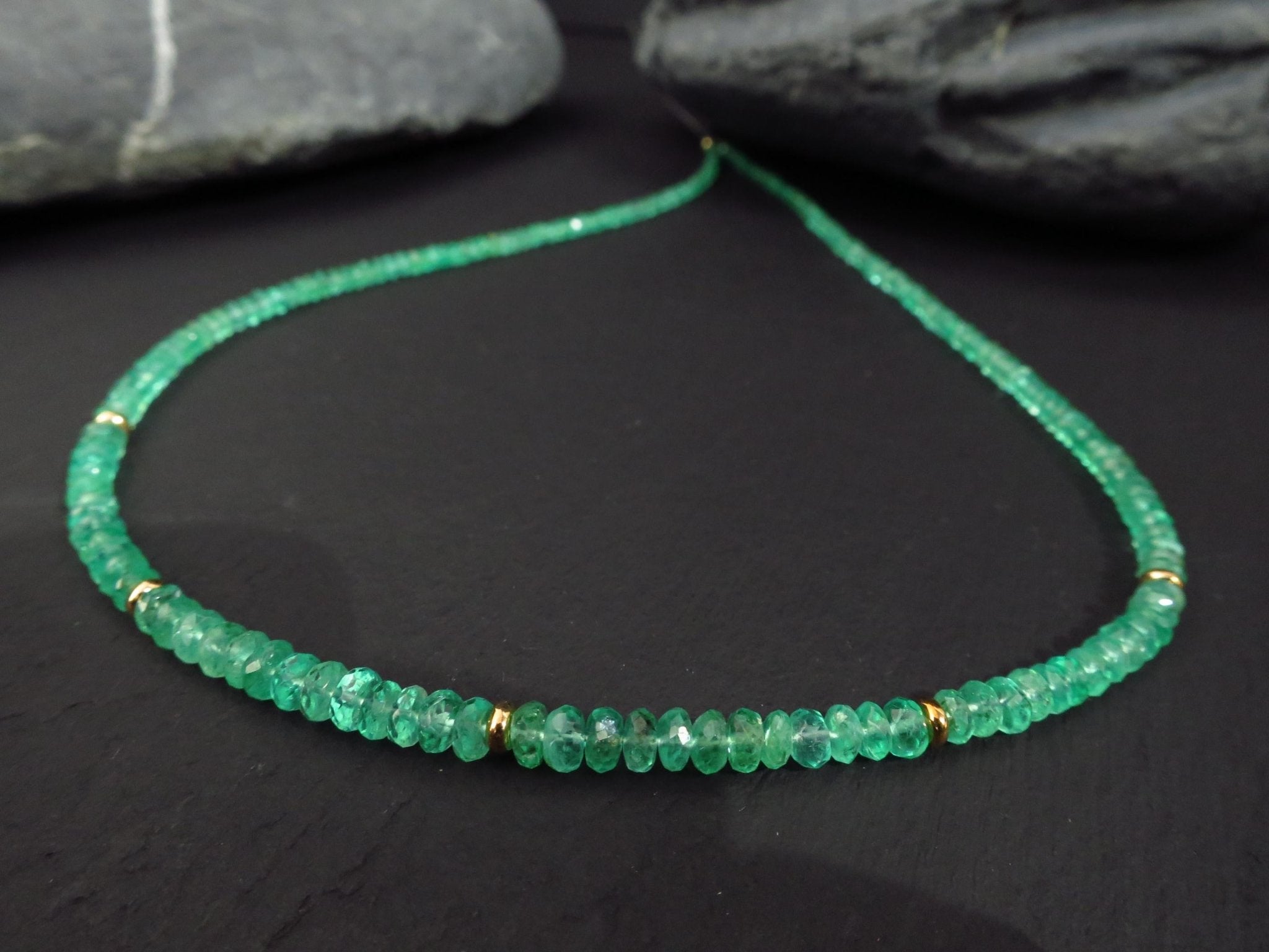 Smaragd Kette Kolumbien 9 Karat Gold Verschluss