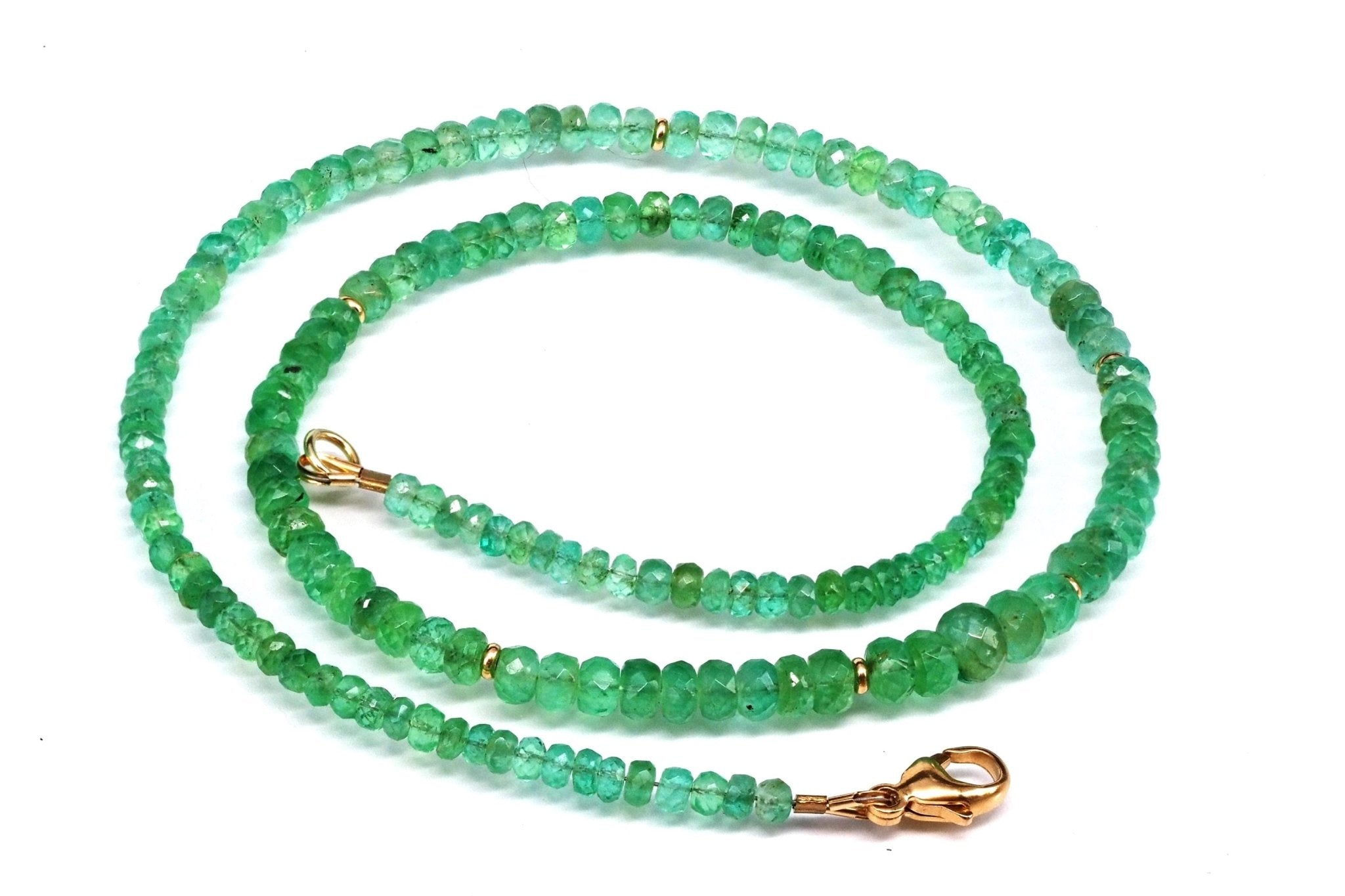 Smaragd Kette Kolumbien mit 14 Karat Gold Verschluss