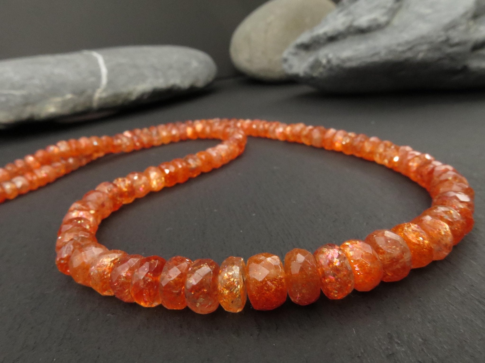 Sonnenstein Kette 47,5cm Sterling Silber Edelsteinkette