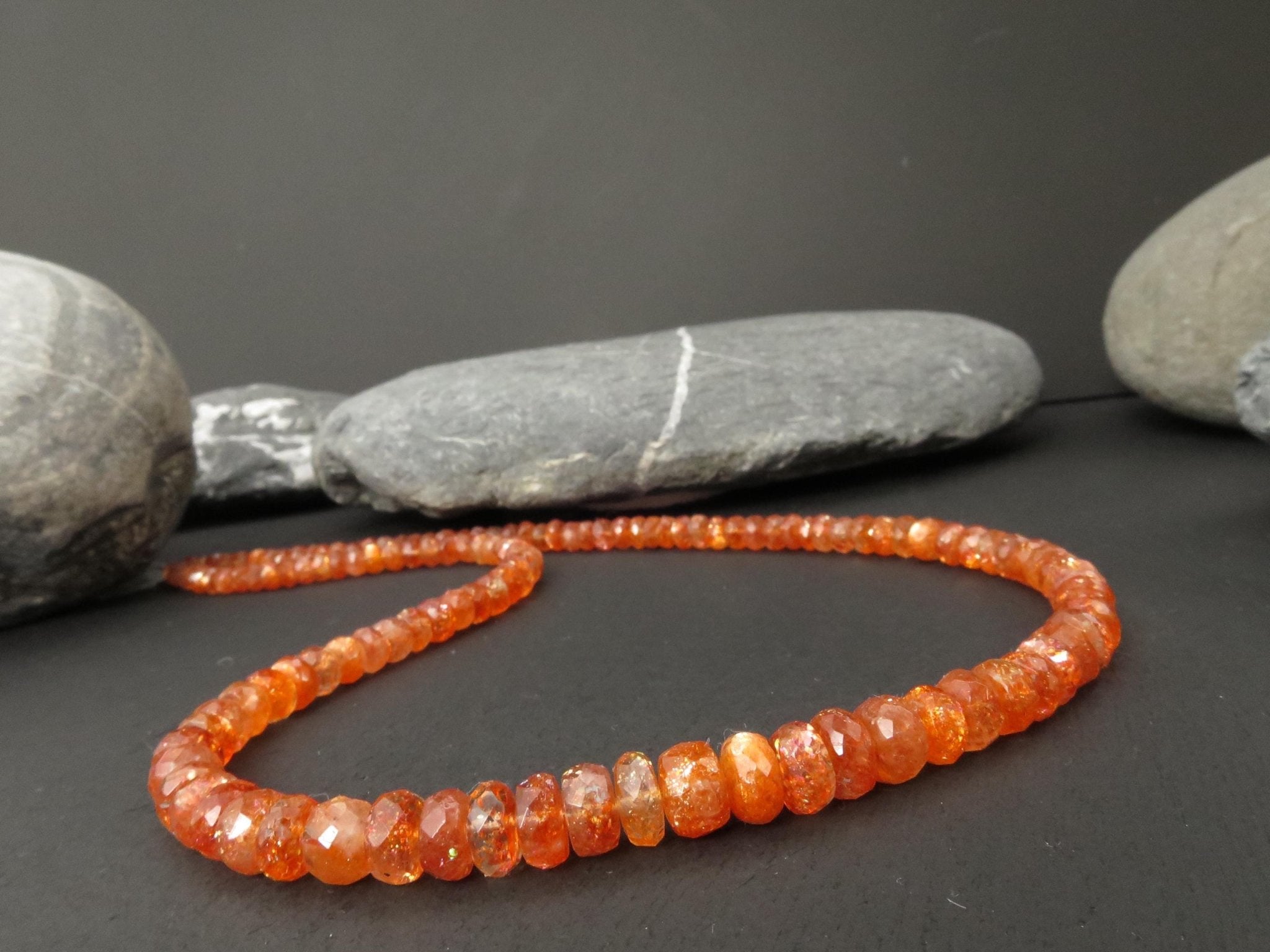 Sonnenstein Kette 47,5cm Sterling Silber Edelsteinkette