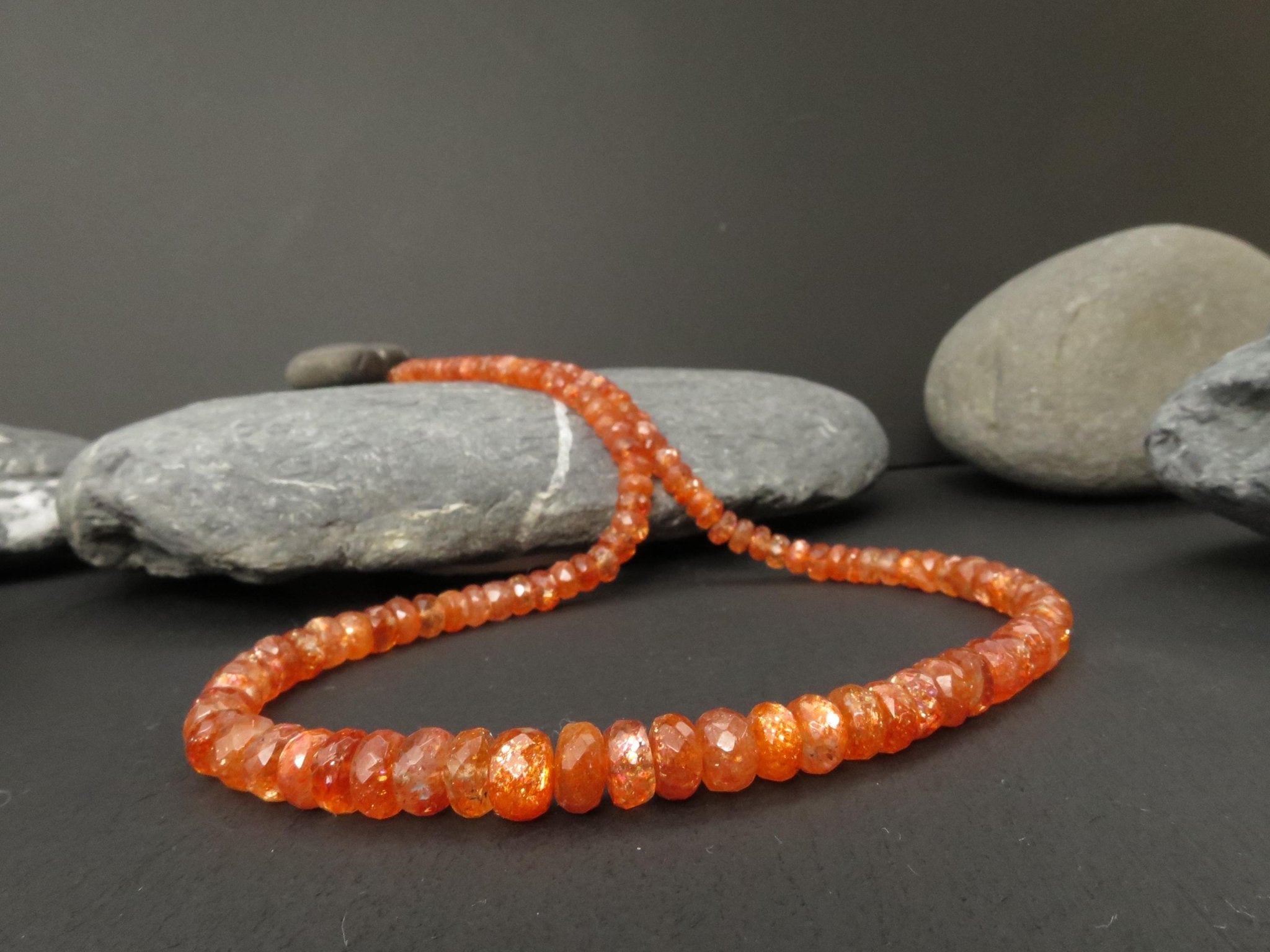 Sonnenstein Kette 47,5cm Sterling Silber Edelsteinkette