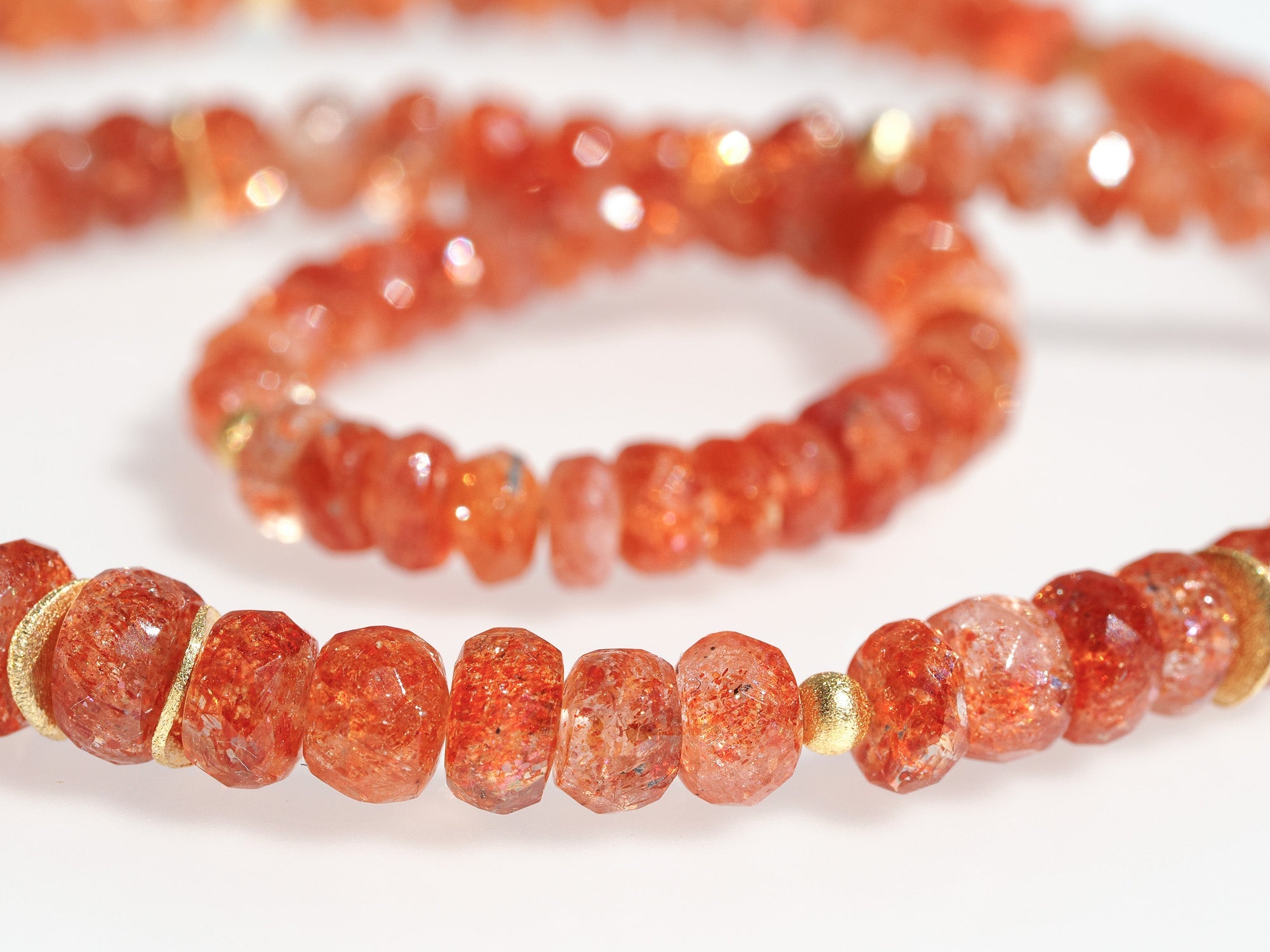 Sonnenstein Kette 48,5cm vergoldet Edelsteinkette