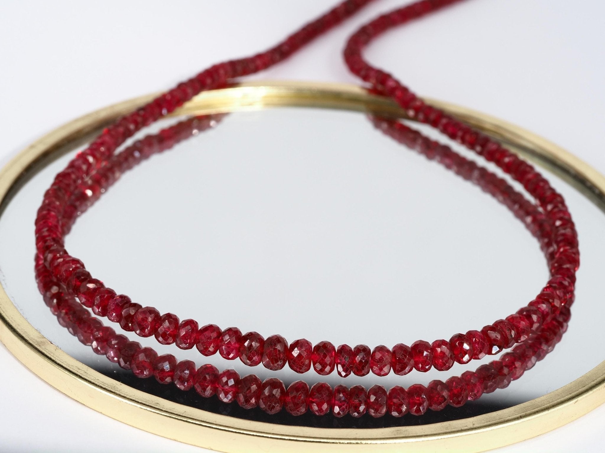 Spinell Edelstein Kette Silber rot Natur unbehandelt Sterling Silber Verschluss rhodiniert roter Edelstein facettiert