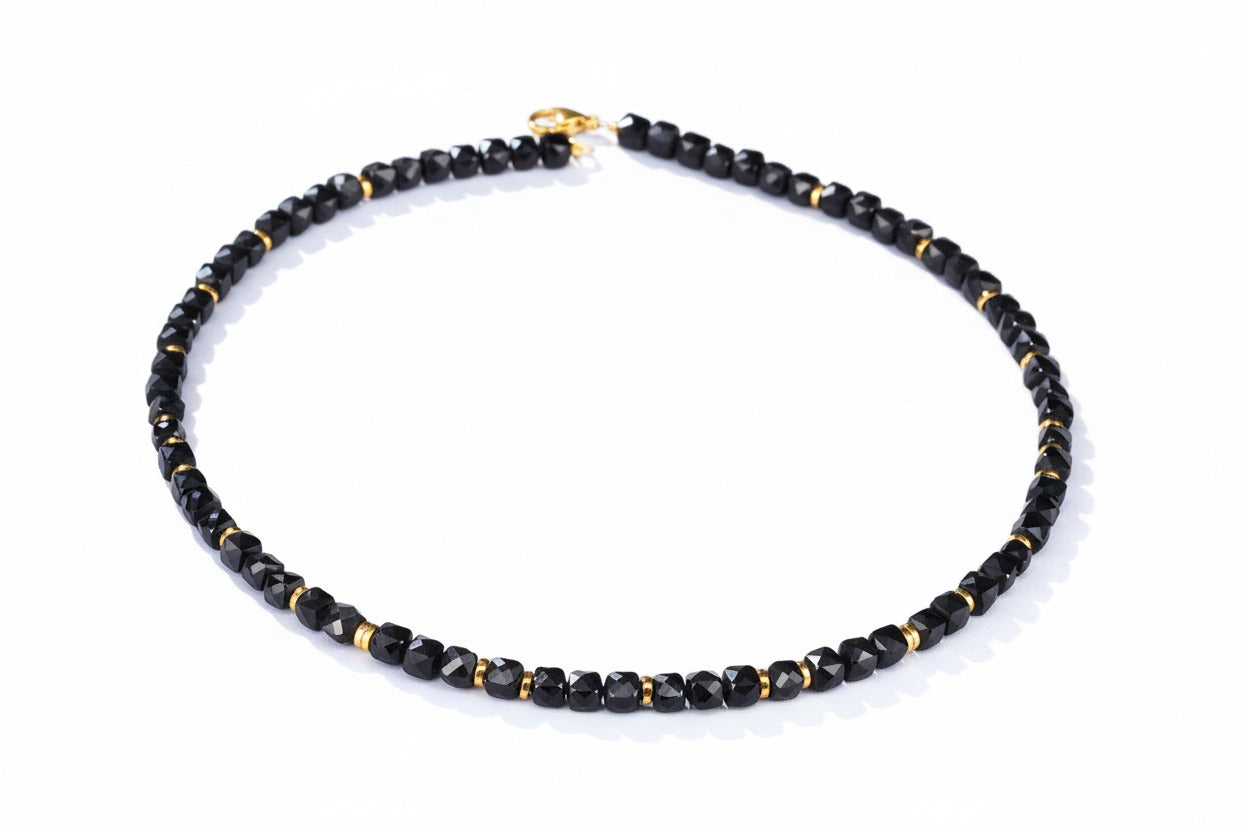 Spinell Kette 100% Natur schwarzer Edelstein in natürlicher Qualität