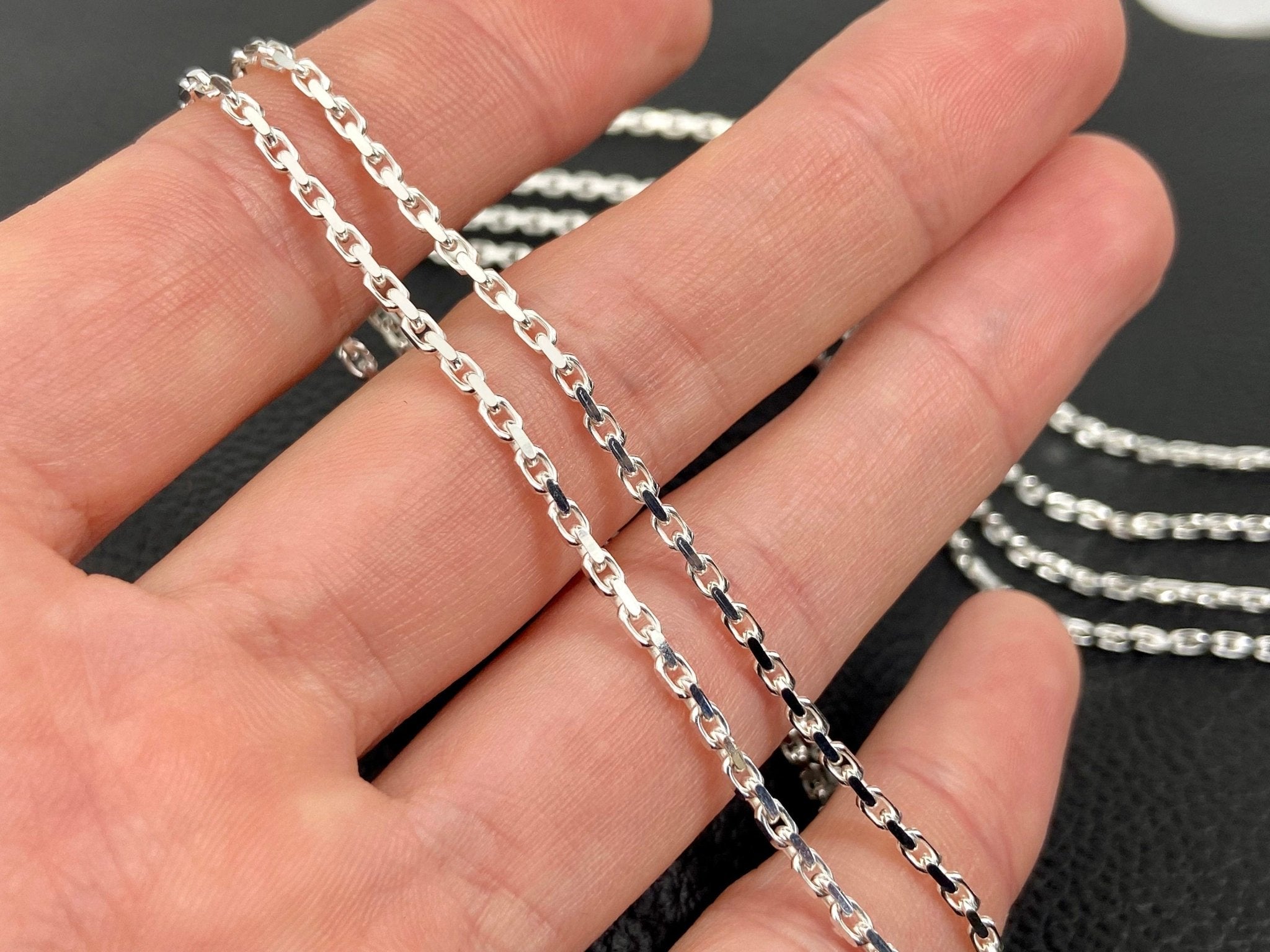 Sterling Silber Kette 42cm schmale Öse für Anhänger 2mm