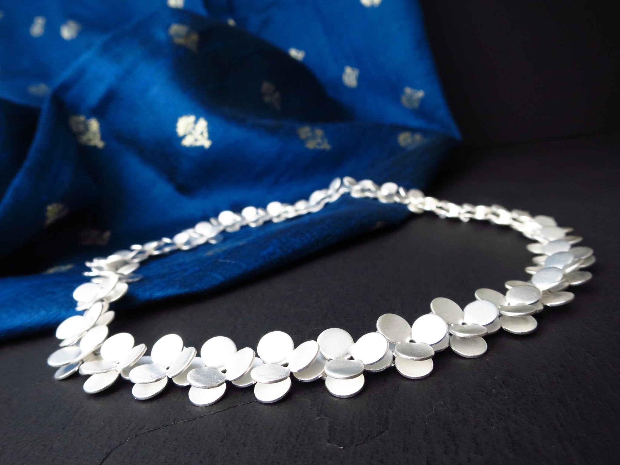 Sterling Silber Kette 43cm solid Blümchenkette