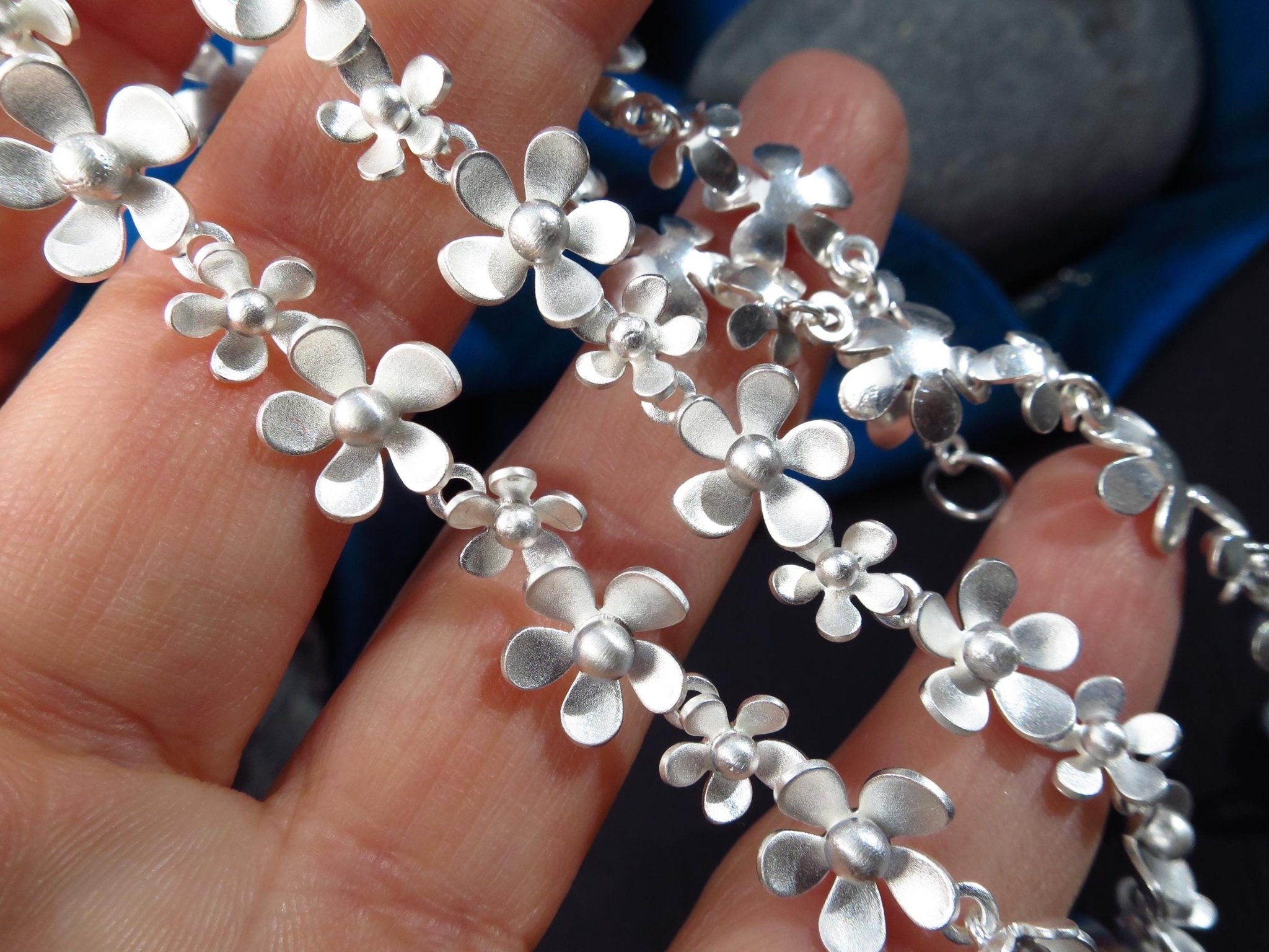 Sterling Silber Kette 44cm solid Bümchen Statement