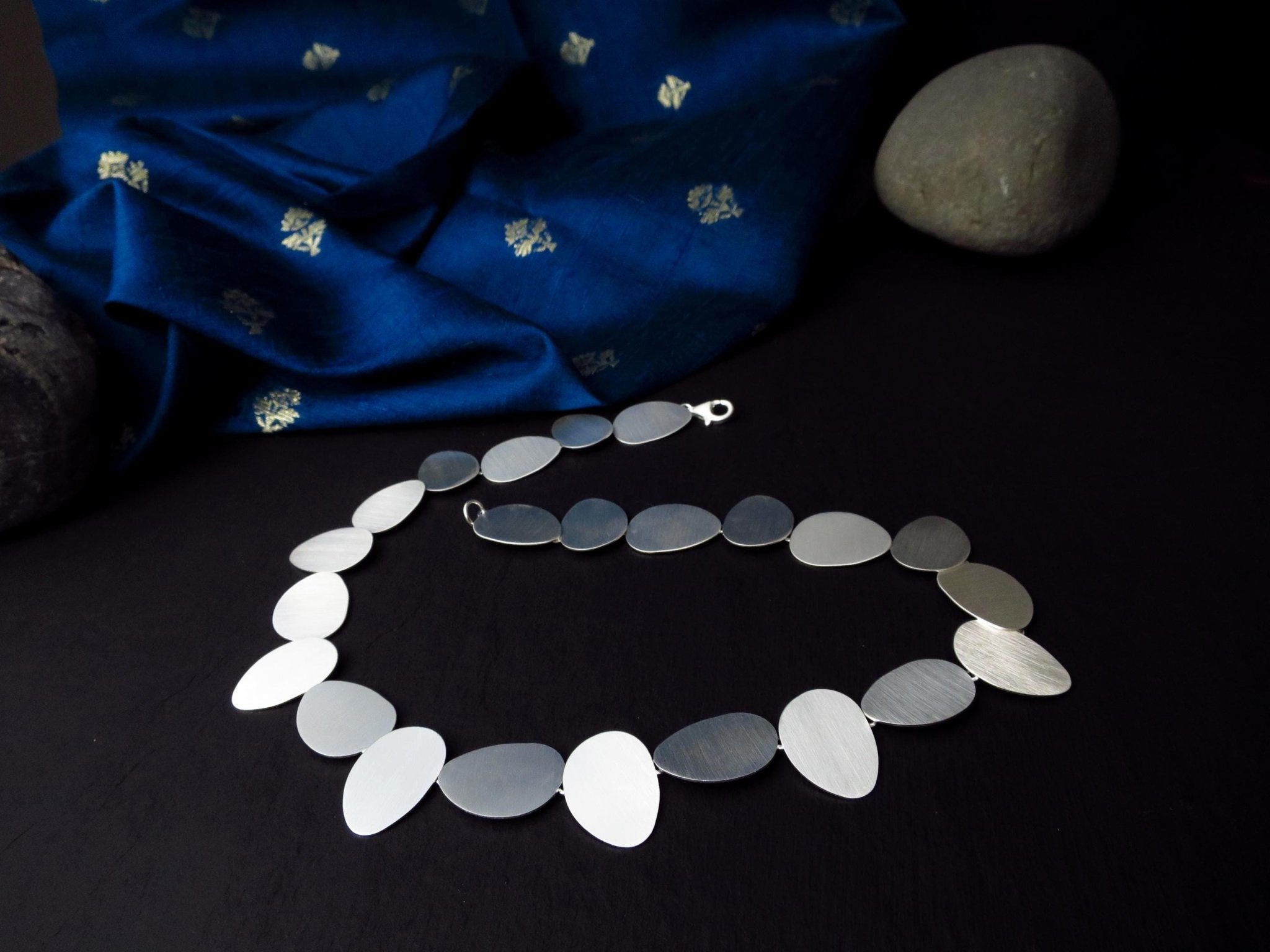 Sterling Silber Kette 44cm solid Scheiben Statement