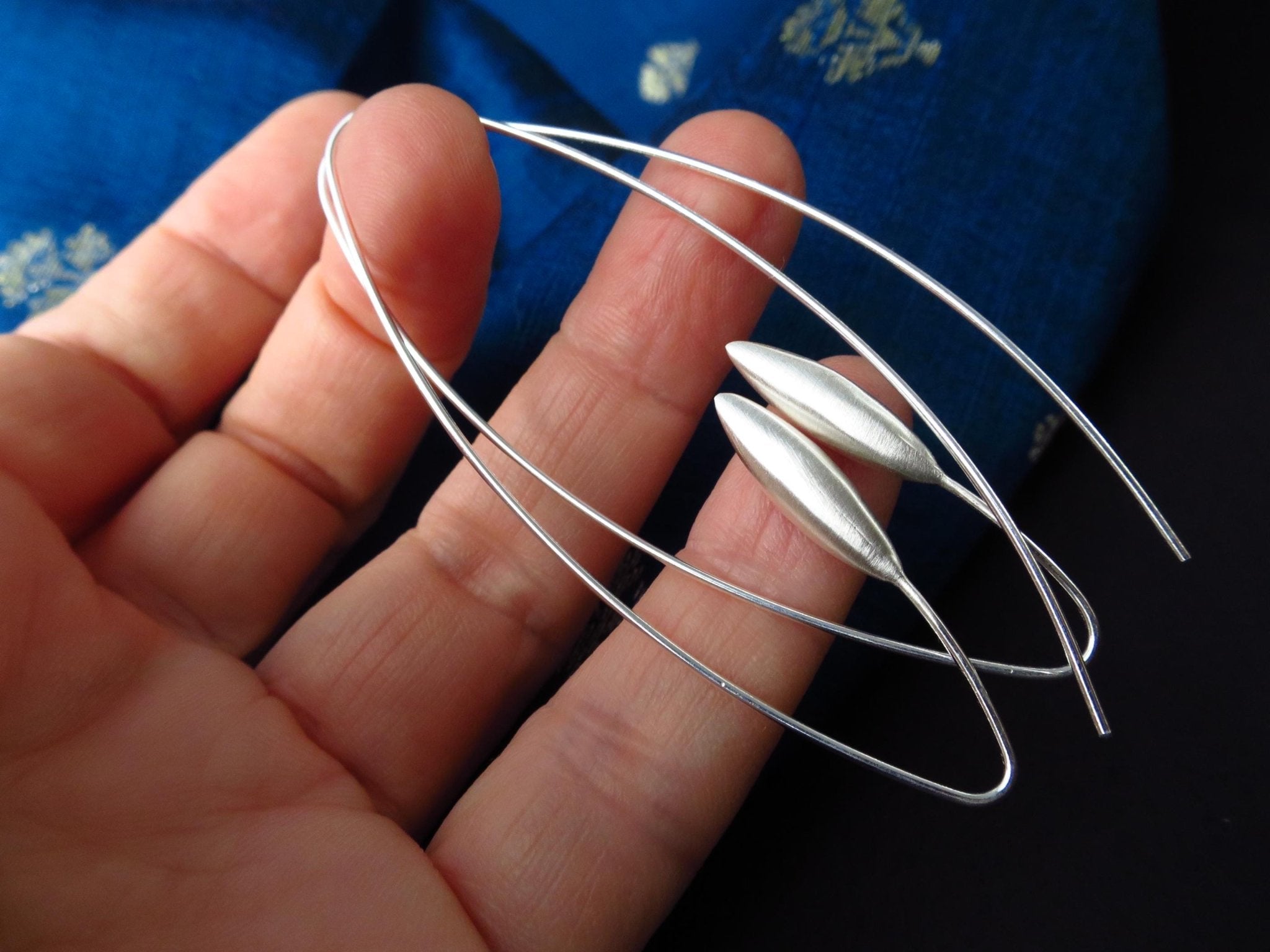 Sterling Silber Ohrringe solid Avantgarde sehr lang