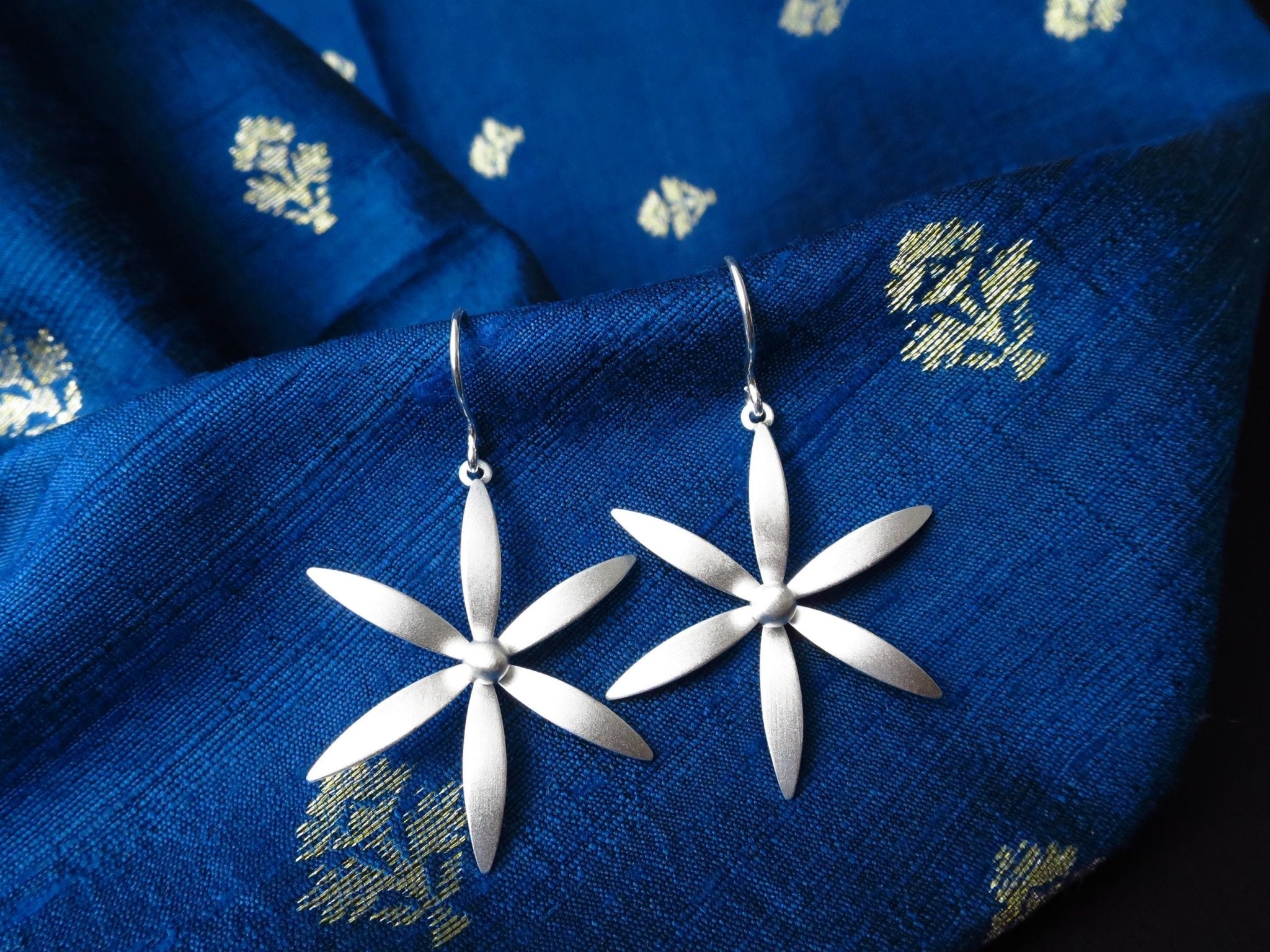 Sterling Silber Ohrringe solid Blumen Statement