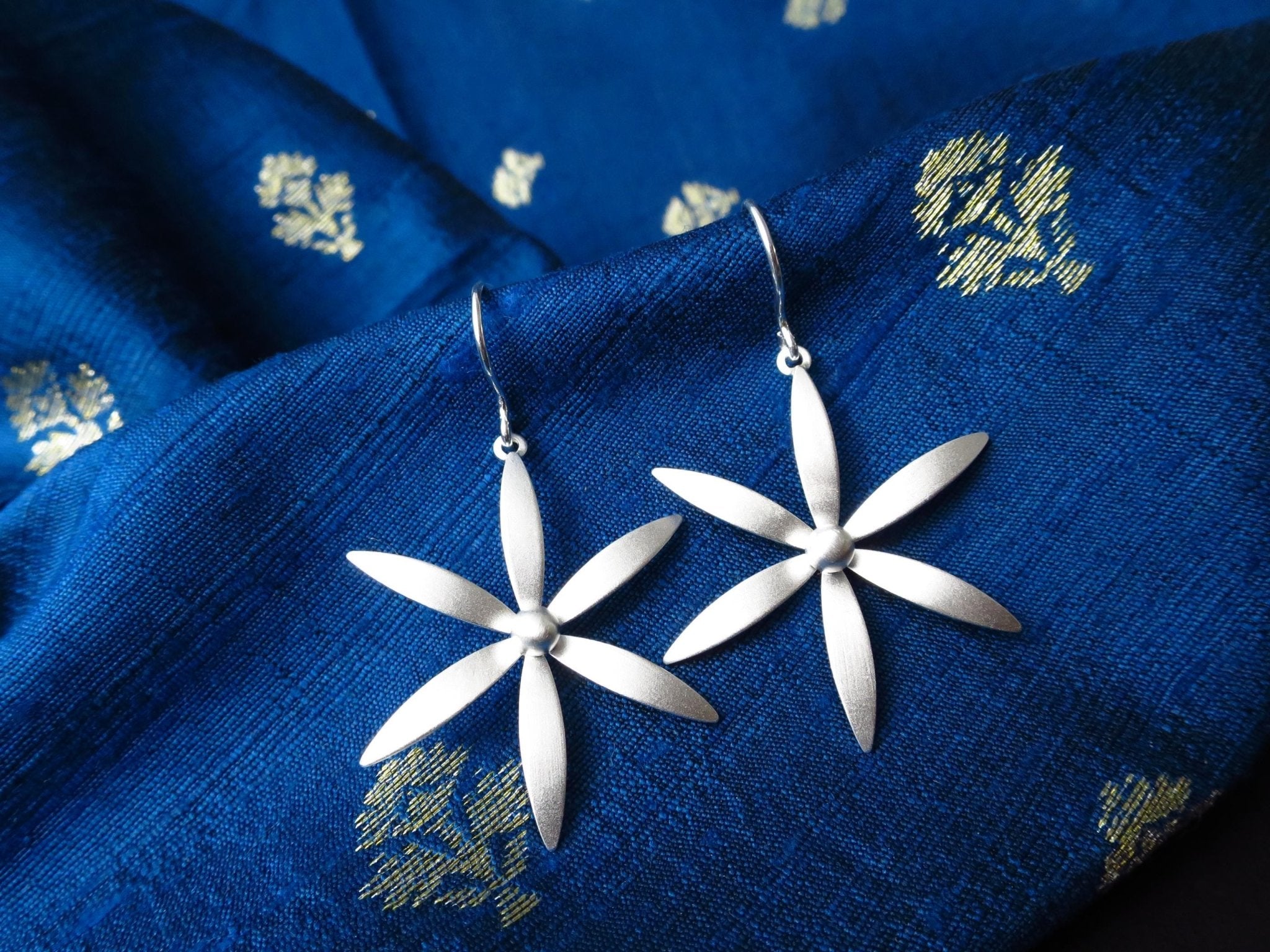 Sterling Silber Ohrringe solid Blumen Statement