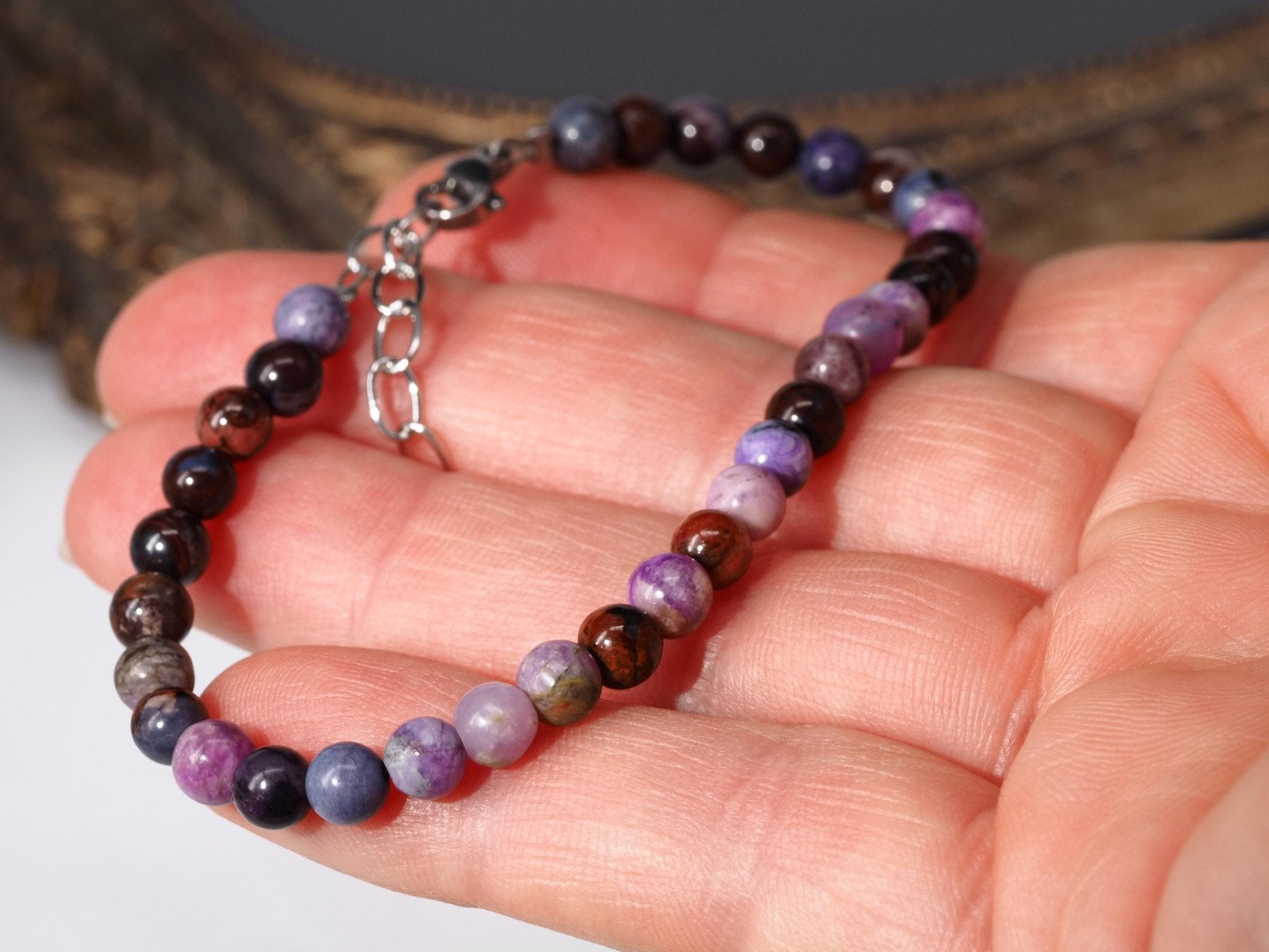 Sugilit Armband 100% echtes lila Edelsteinarmband 17,5 - 20cm