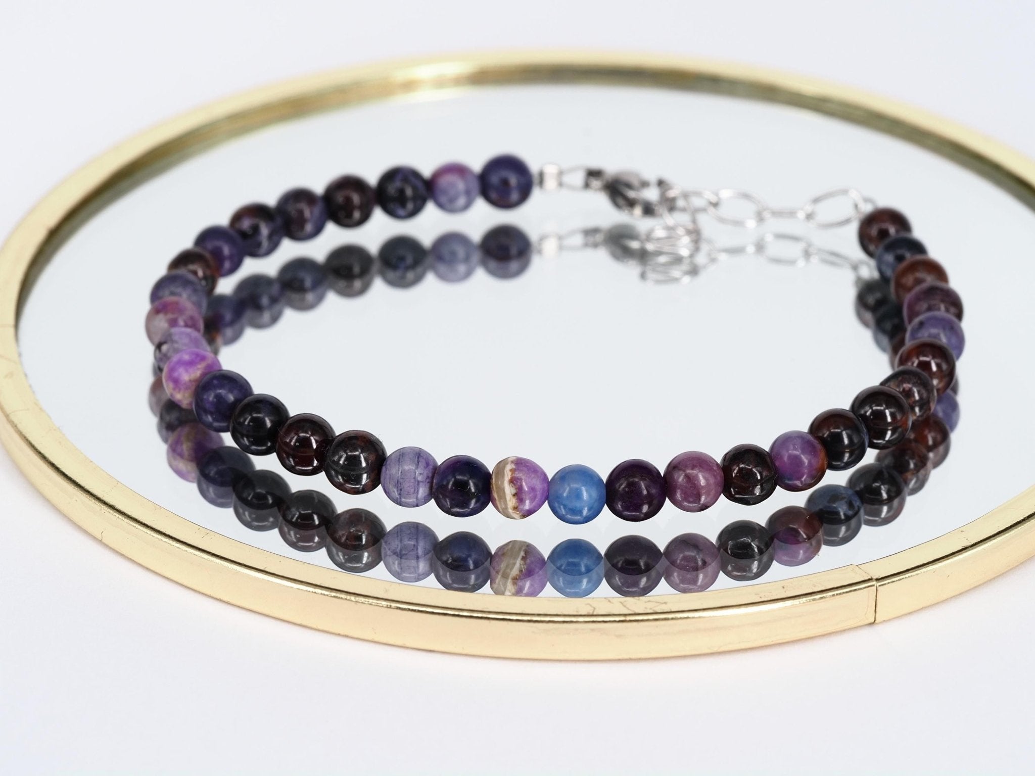 Sugilit Armband 100% echtes lila Edelsteinarmband 17,5 - 20cm