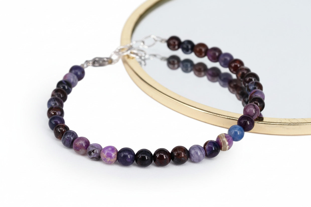 Sugilit Armband 100% echtes lila Edelsteinarmband 17,5 - 20cm