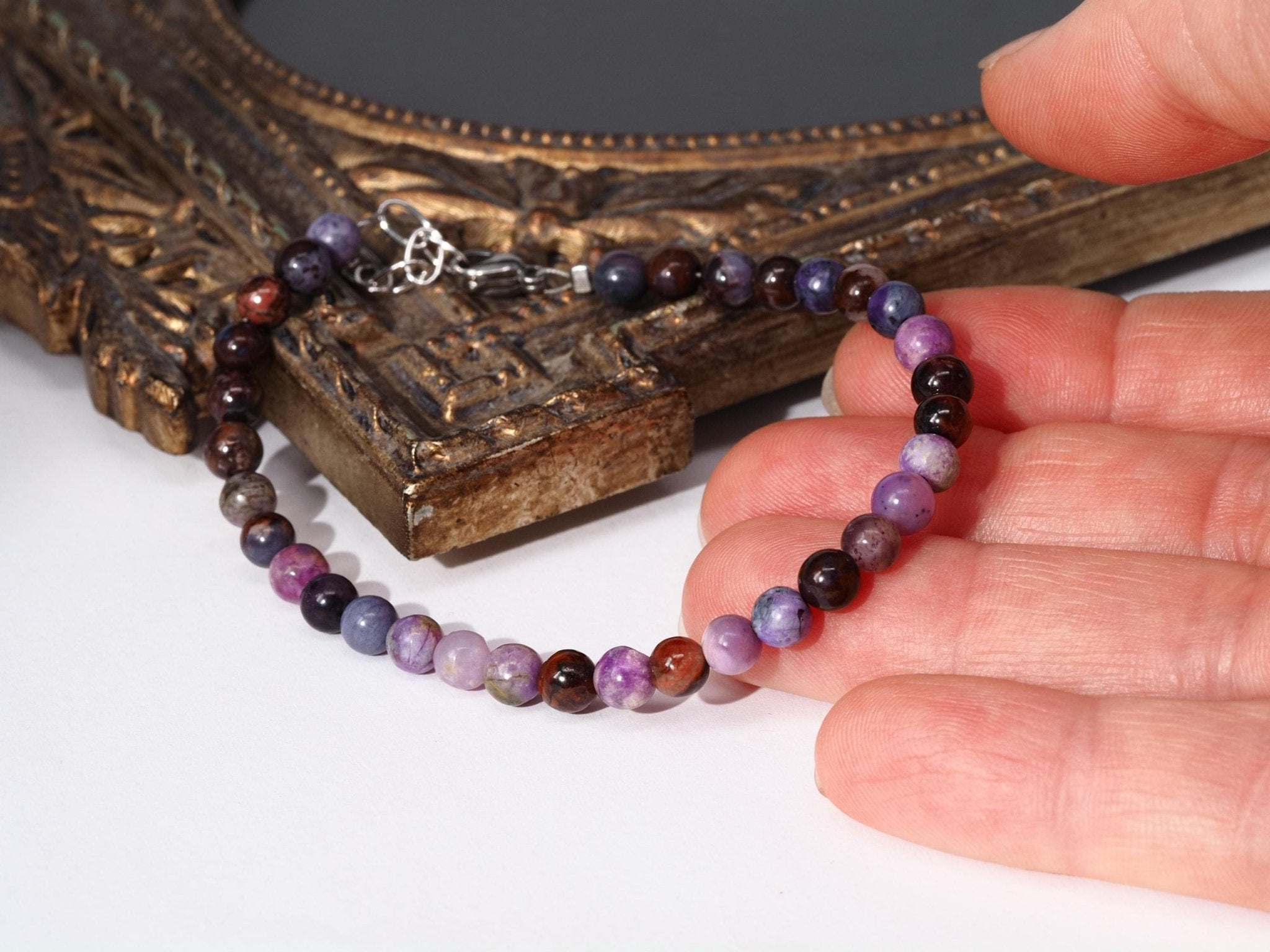 Sugilit Armband 100% echtes lila Edelsteinarmband 17,5 - 20cm