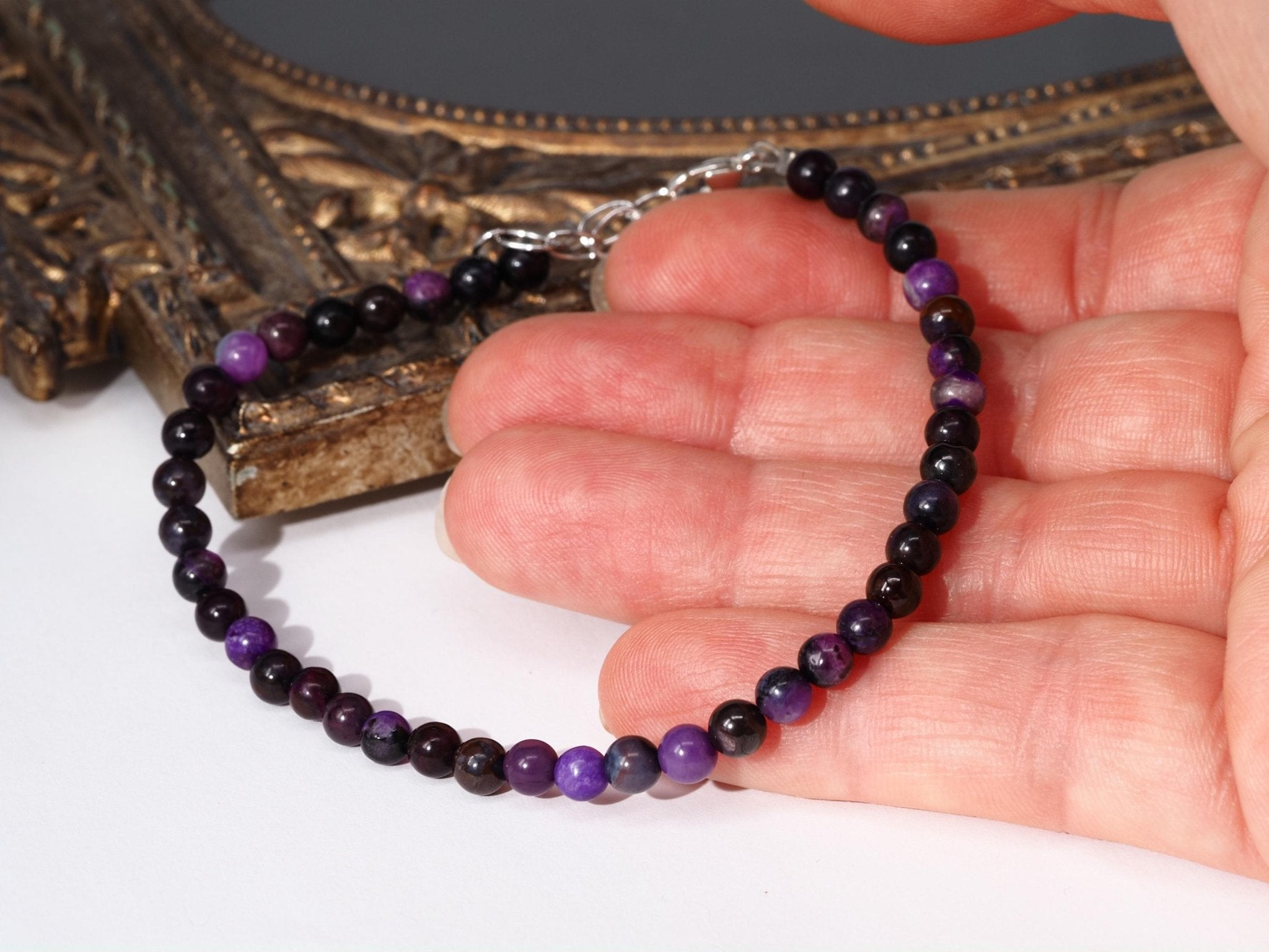 Sugilit Armband 100% echtes lila Edelsteinarmband 19 - 22cm