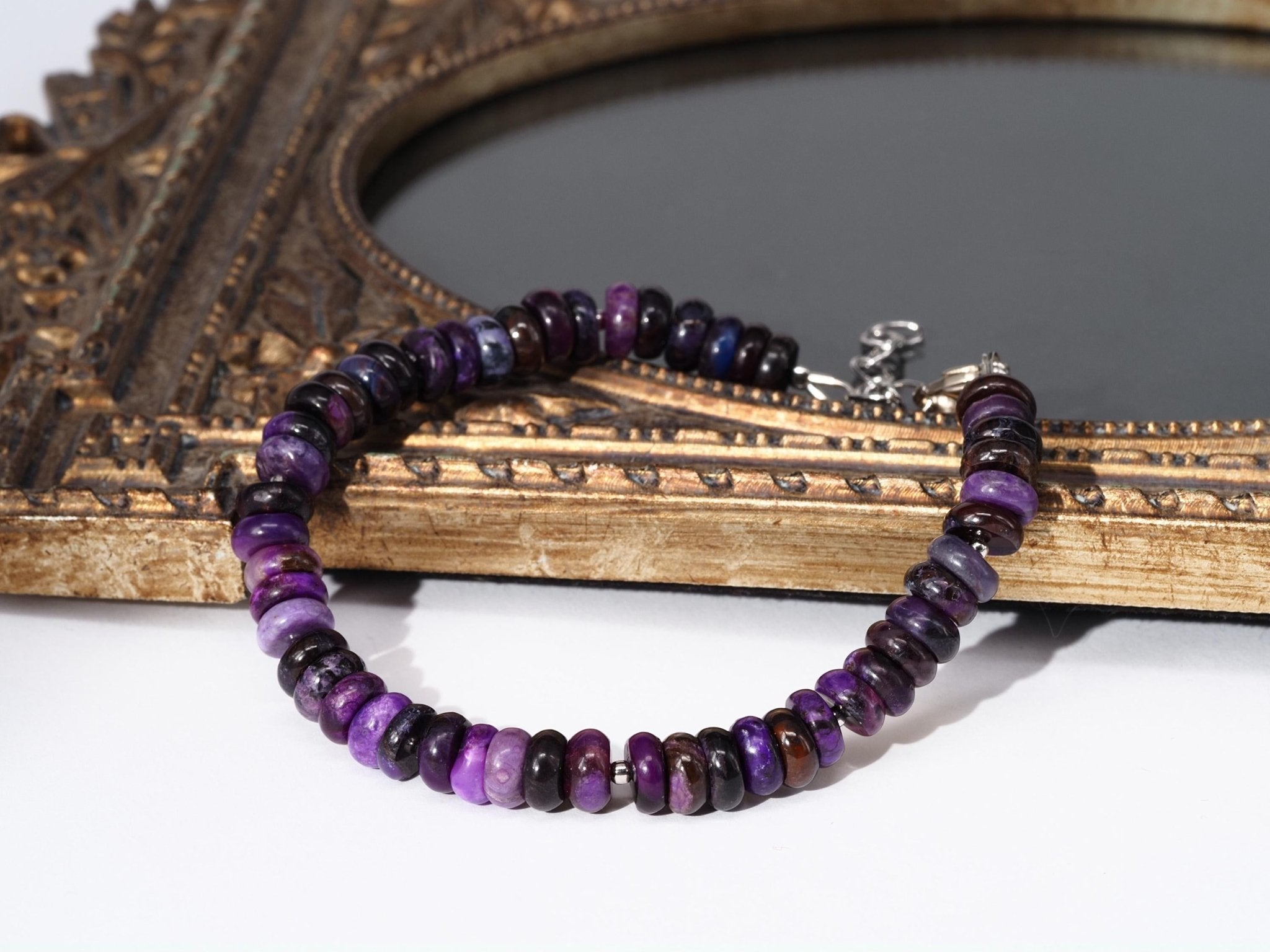 Sugilit Armband 100% Natur lila Edelsteinarmband 18,5 - 22 cm