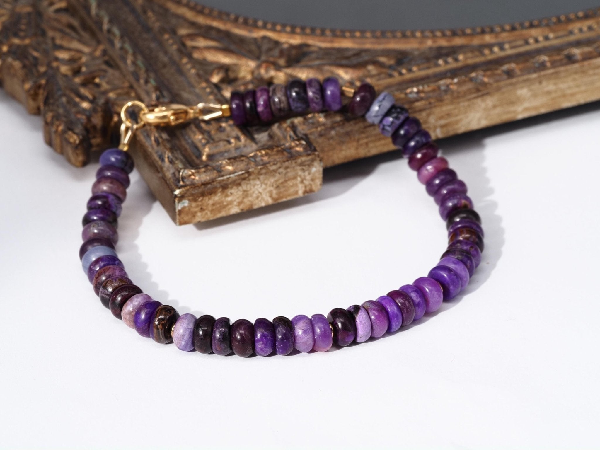 Sugilit Armband 100% Natur lila Edelsteinarmband 19,5cm