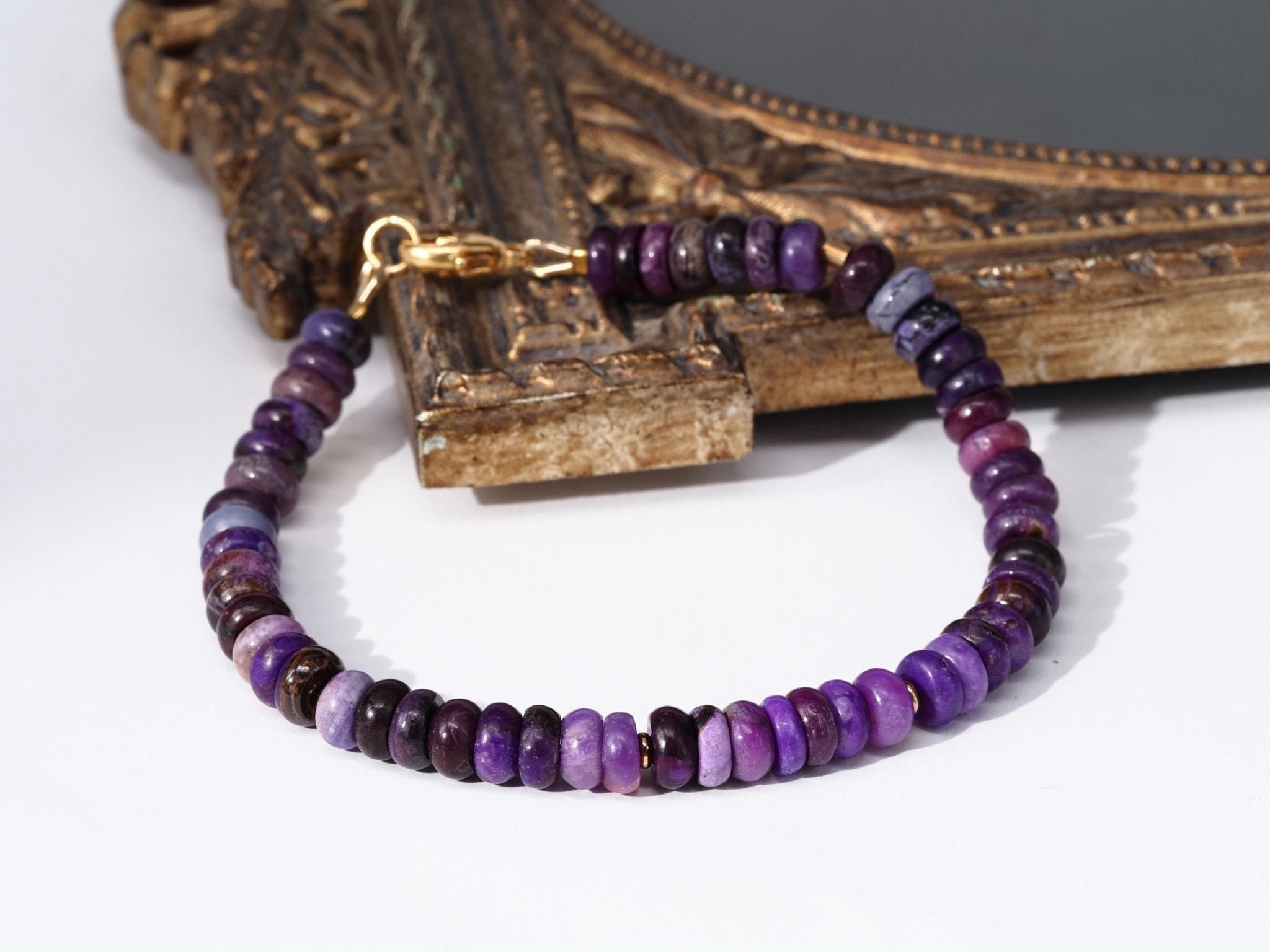 Sugilit Armband 100% Natur lila Edelsteinarmband 19,5cm